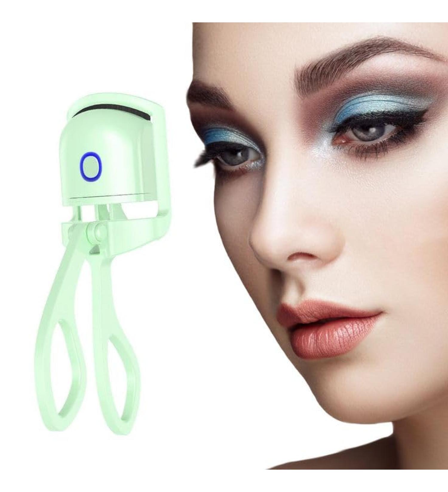 Electric Heated Eyelash Curler - Rechargeable Rapid Heat-Up Long-Lasting Curls with Sensing Heating Silicone Pad (Green) - Buy Internationally - Buy Online on SooperMarket.com