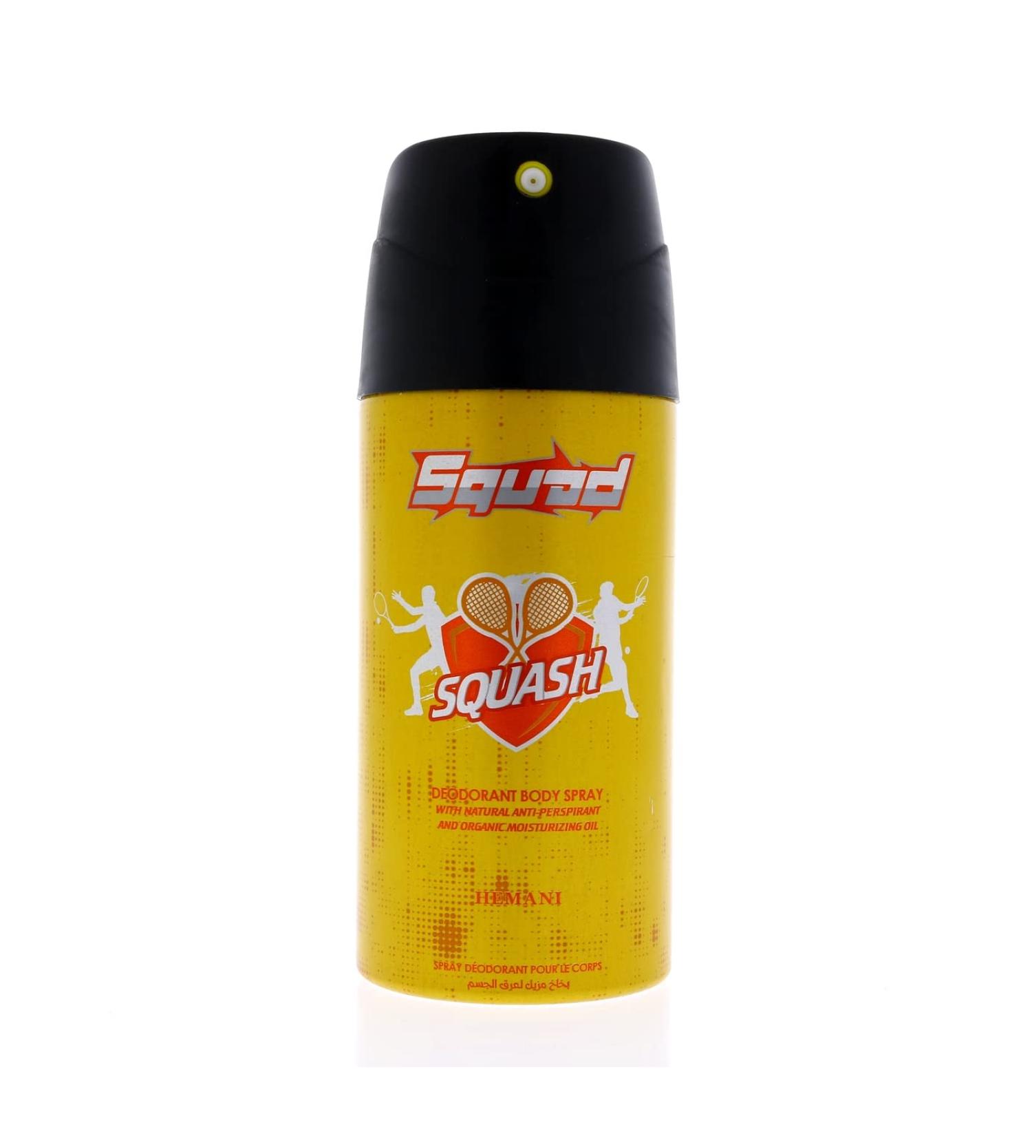 HEMANI Squad Deodorant Spray Squash - 5 OZ (150mL) | Long-Lasting Protection for Men and Women