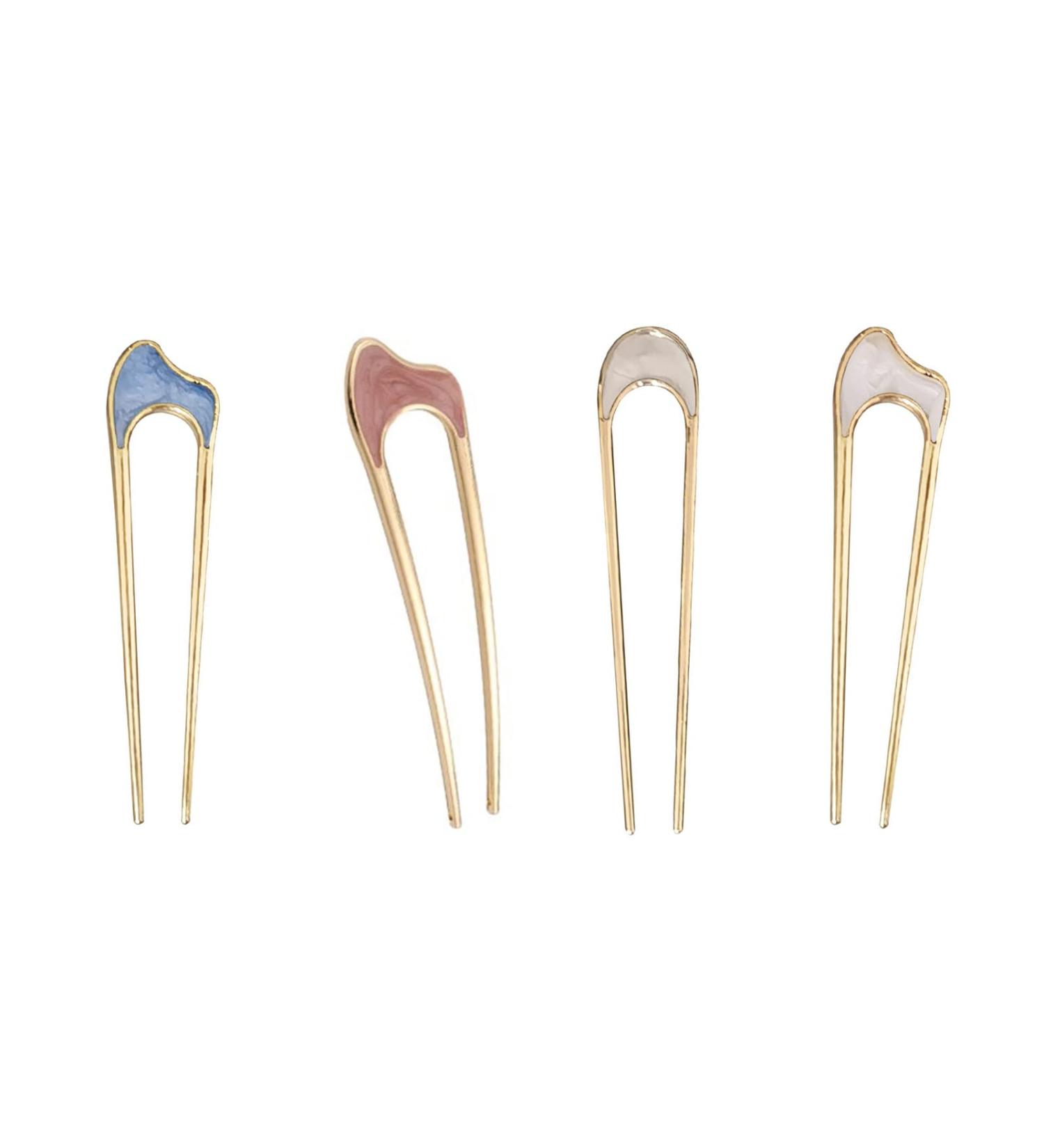 RTRTGS 4 Pieces U-shaped Hair Pins Hairpin Stick French Style U-shaped Hair Clips U-shaped Headdress Hairpins Fork for Women Girls Hair Styling Accessories - 4 Types - Buy Online on SooperMarket.com
