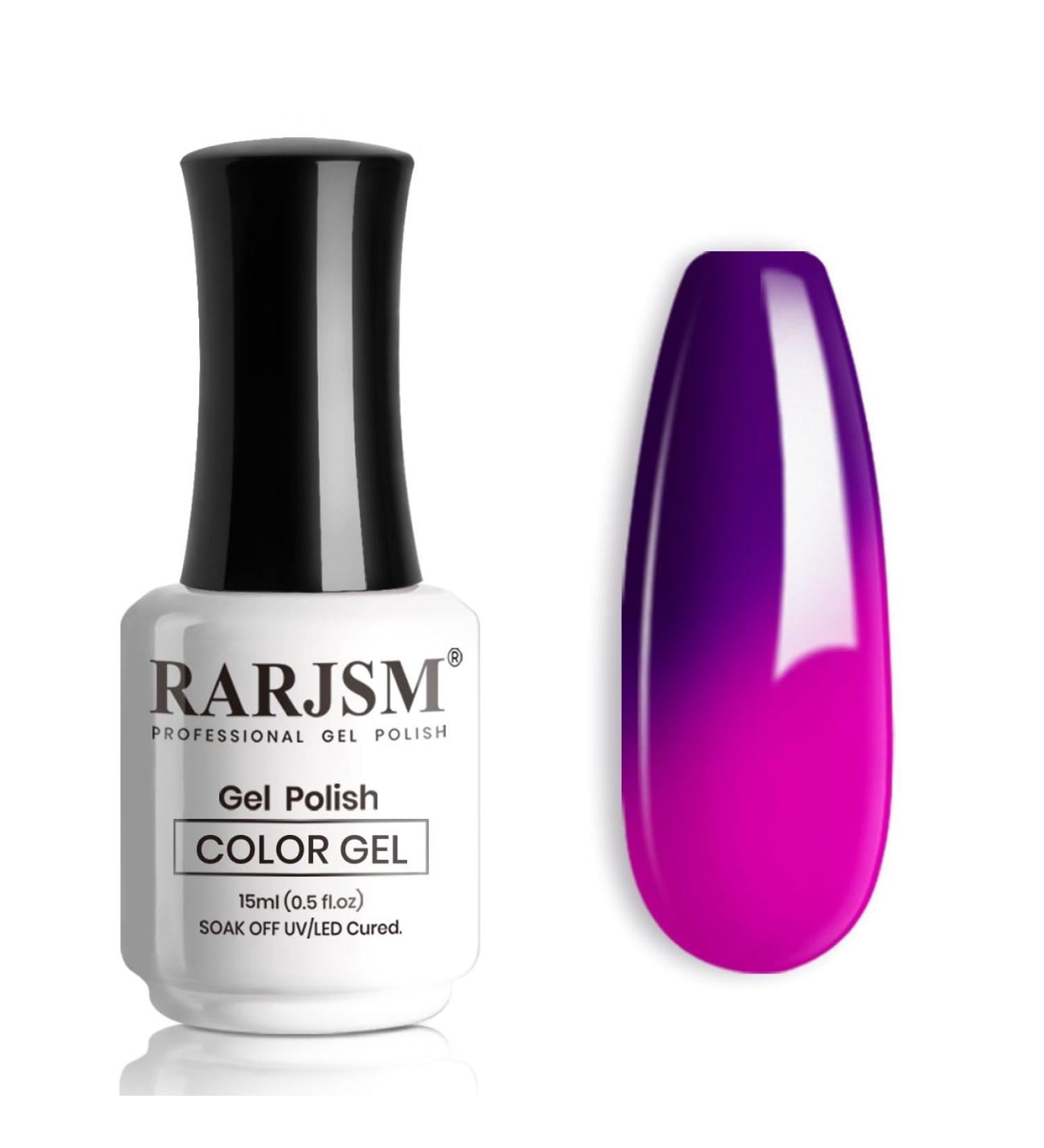 RARJSM Color Changing Gel Nail Polish 15ML - Dark to Bright Purple UV Thermal Gel for Nail Art Soak Off DIY Manicure - Buy Online on SooperMarket.com