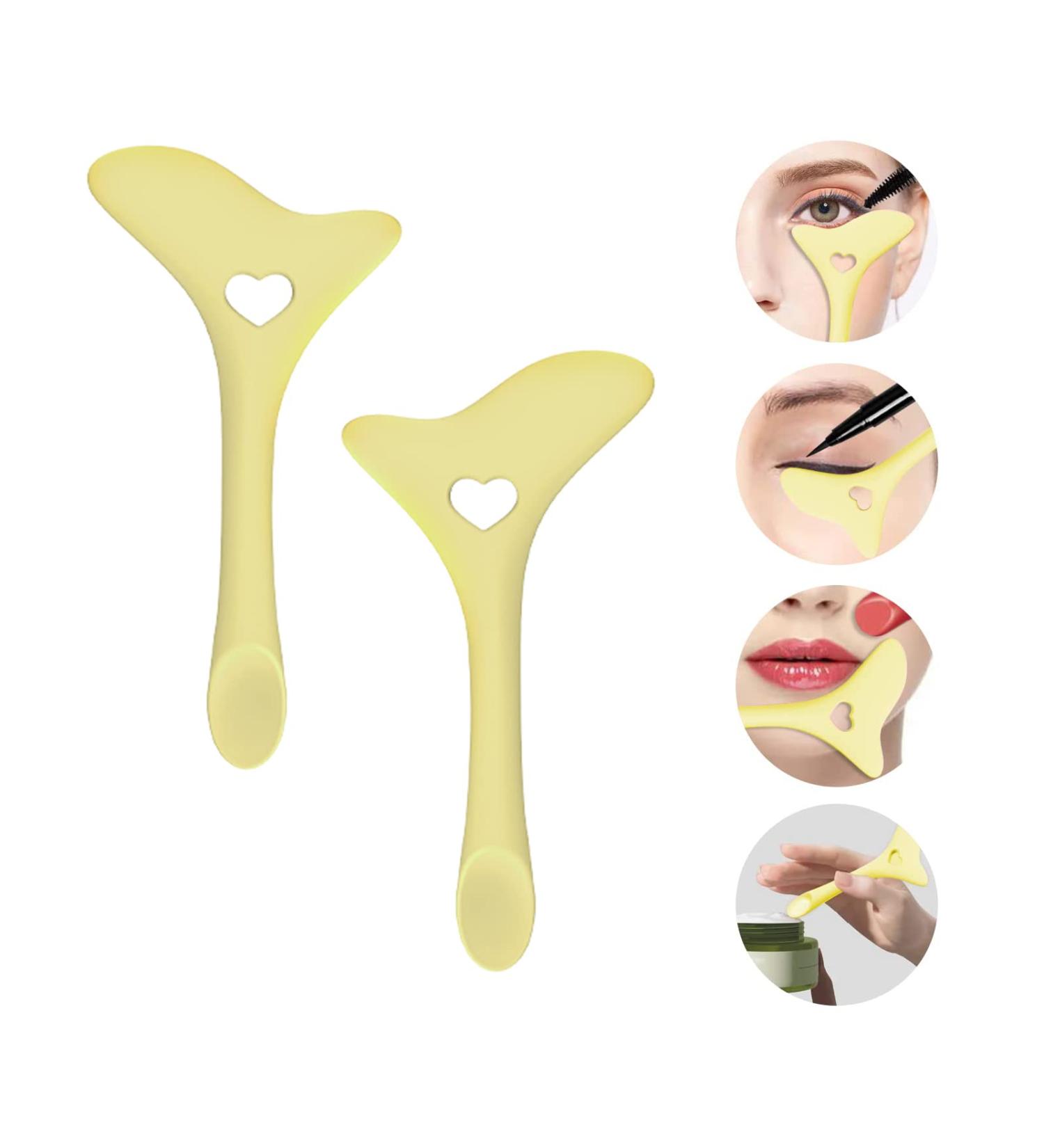 2pcs Silicone Eyeliner Stencils | Winged Tip & Eyebrow Pencil Aid | Reusable Smoky Eye Makeup Tool Kit | Quick Stencil Molds in Yellow - Buy Online on SooperMarket.com