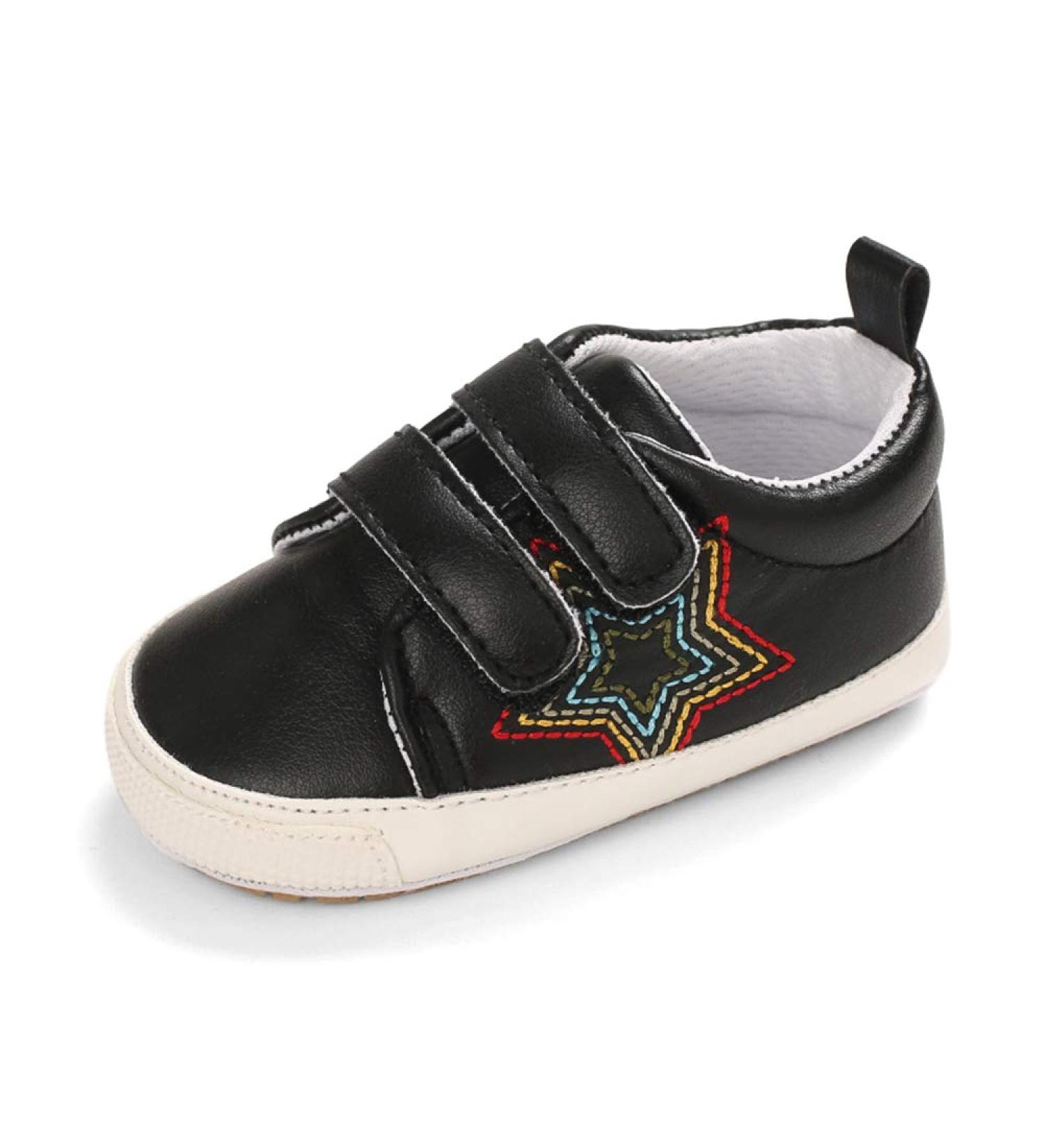 Cheerful Mario Baby First Walking Shoes - Soft PU Leather Prewalkers 3-6 Months (Black Star) - Buy Online on SooperMarket.com