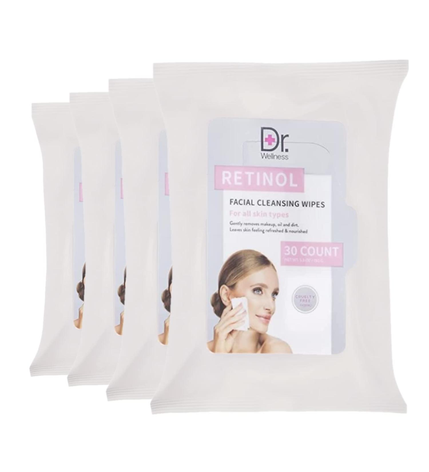 Dr. Wellness Retinol Face Wipes - 120 Wipes for Makeup Removal & Facial Cleansing - Buy Online on SooperMarket.com