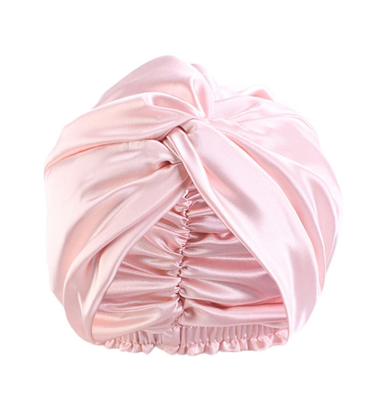 Lenaqueen 100% Silk Night Cap for Women - Pink Silk Sleep Bonnet with Elastic Band - Buy Online on SooperMarket.com