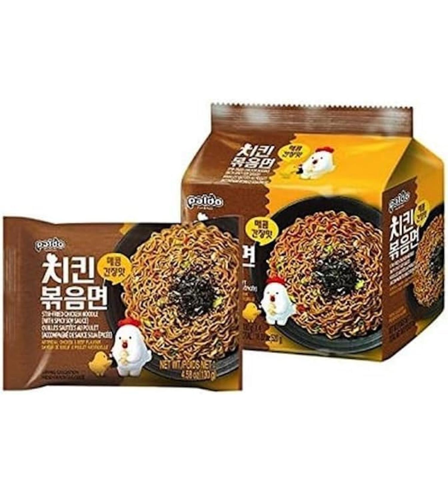 PALDO Korean Stir-fried Chicken Ramen Noodle with Spicy Soy Sauce 130g (Pack of 16) - Buy Online on SooperMarket.com