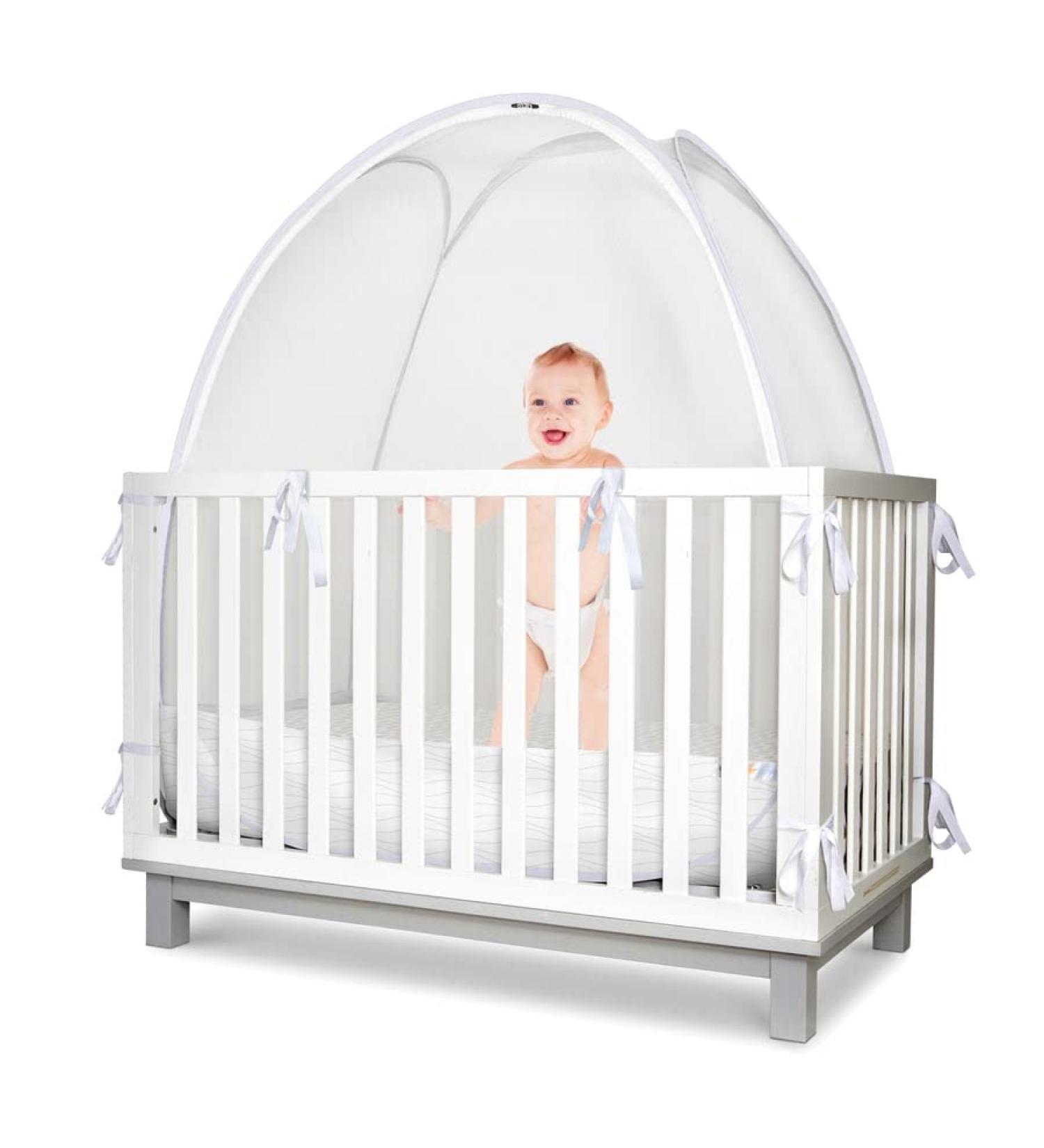 KinderSense Baby Safety Crib Tent - Premium Toddler Crib Topper | White Wave Canopy | Keep Baby Secure and Safe - Buy Online on SooperMarket.com