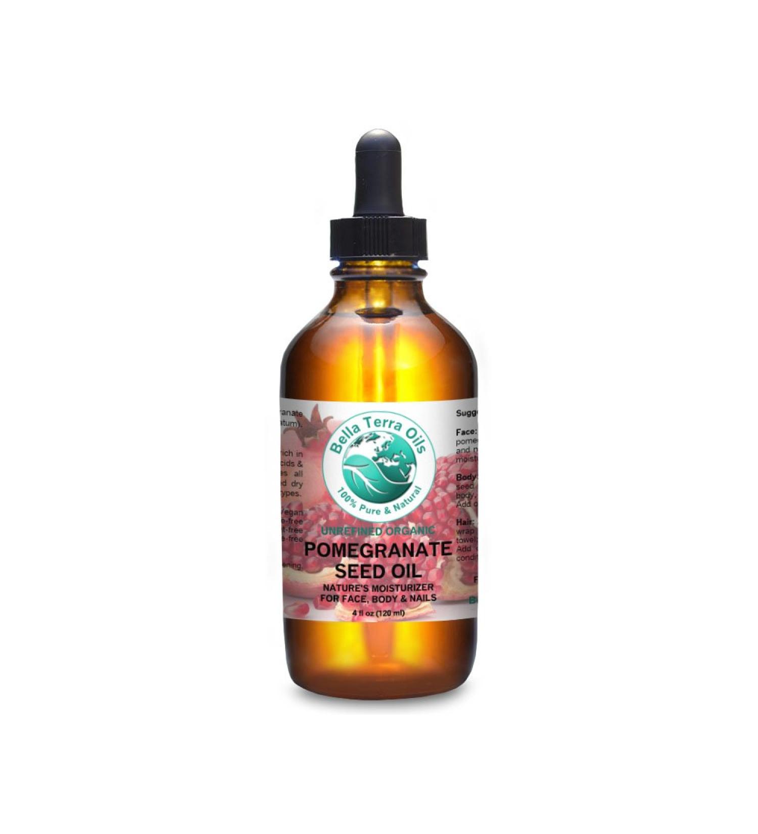 Bella Terra Oils Pomegranate Seed Oil 4 oz - 100% Pure Cold-pressed, Organic Natural Moisturizer for Skin & Hair - Rich in Antioxidants - 4 Fl Oz - Buy Online on SooperMarket.com