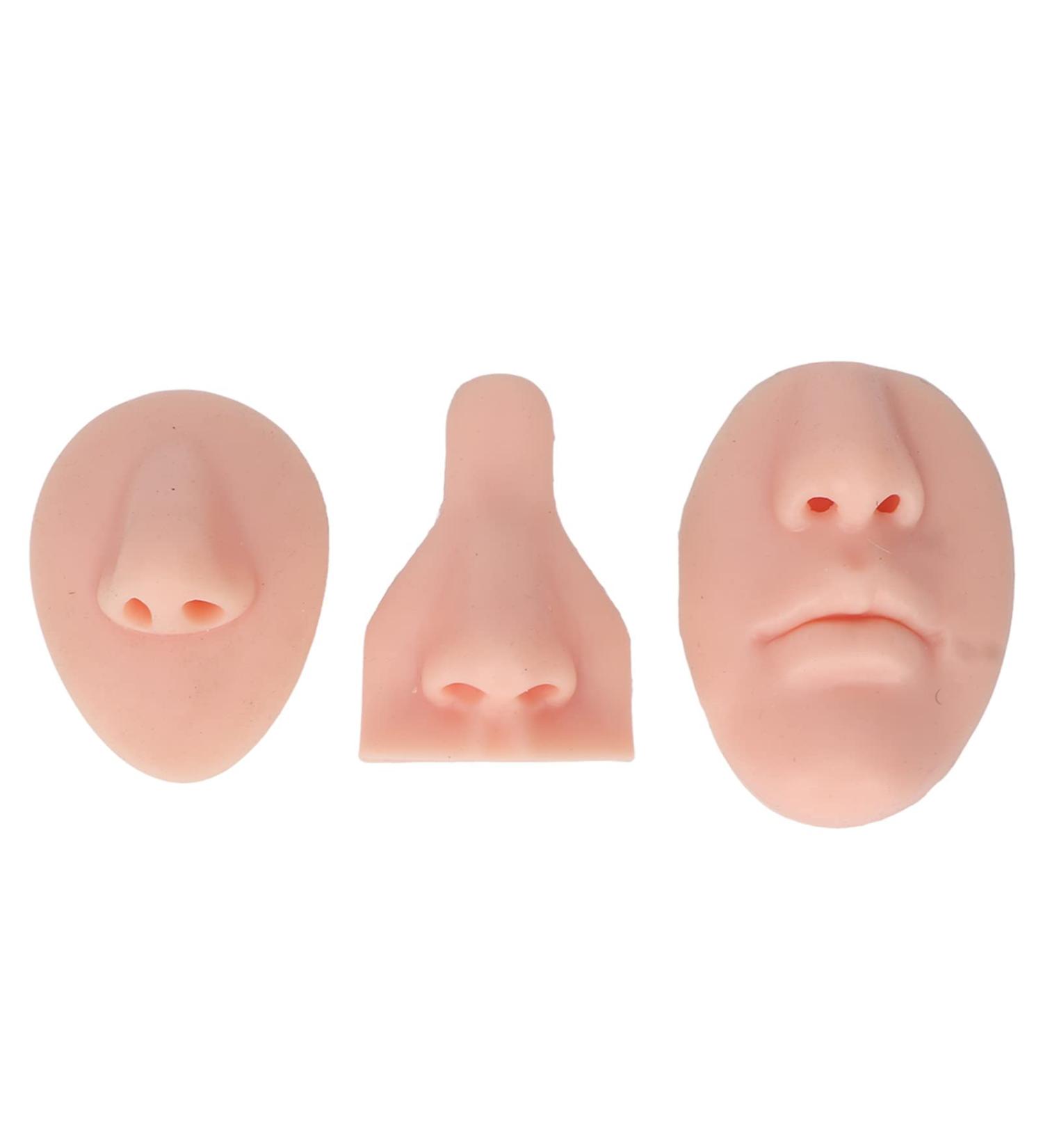 Silicone Nose Mouth Model Set | 3D Soft Practice Nose for Suture Teaching | Reusable Display Mold for Earrings | Light Skin Color - Buy Online on SooperMarket.com