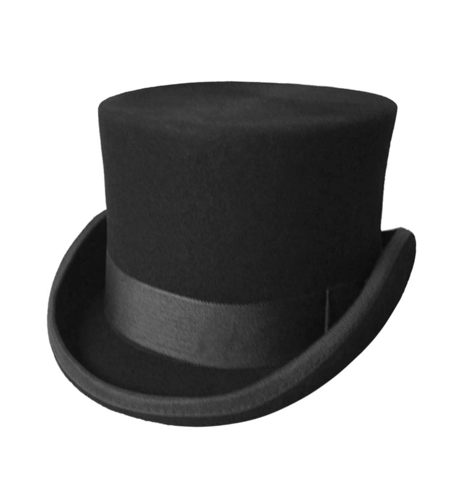 GEMVIE Men's 100% Wool Top Hat Satin Lined - Black Dress Hat 7 5/8 - Buy Online on SooperMarket.com