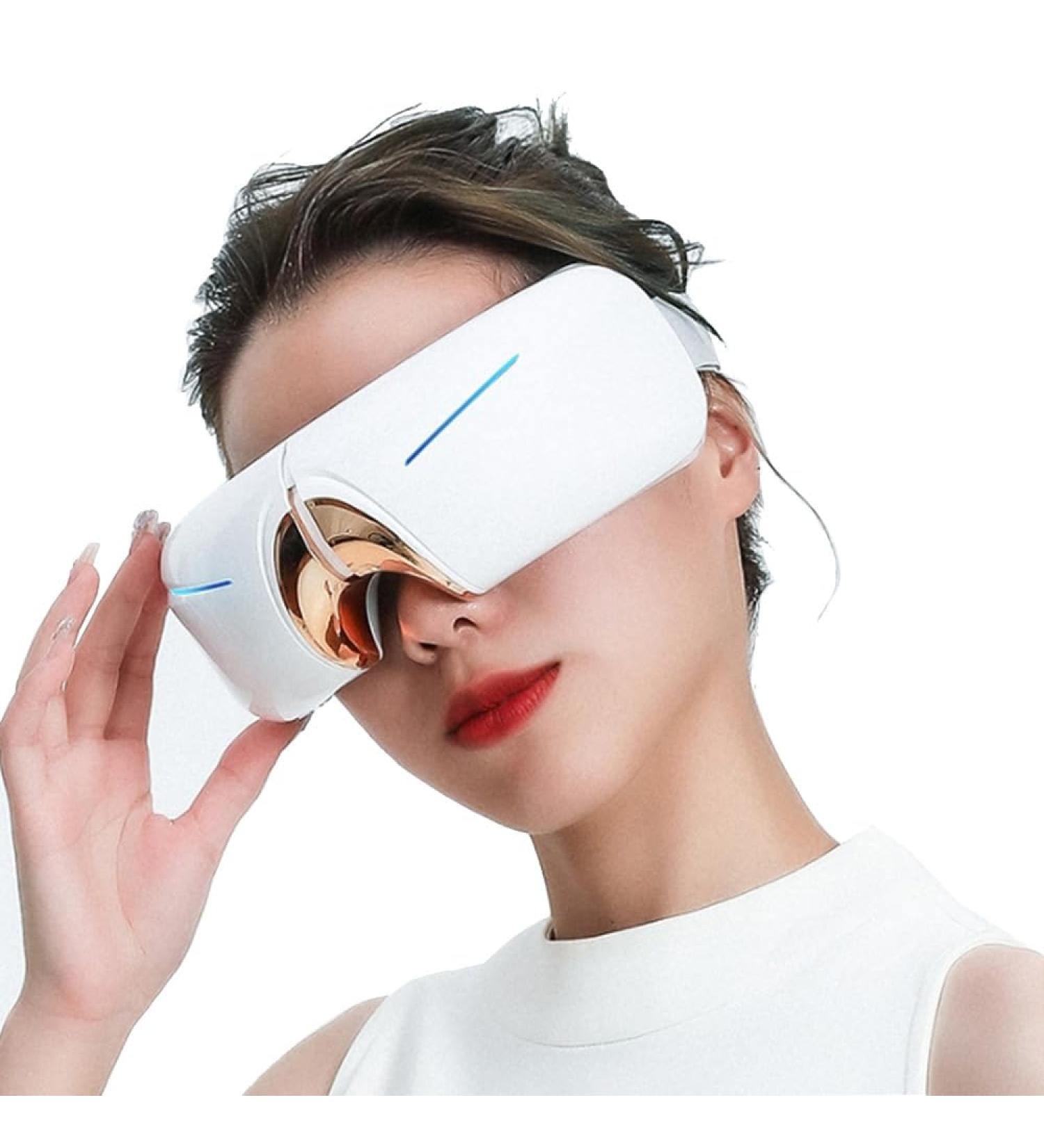 Rechargeable Eye Massage Device - Warmth & Vibration Glasses for Sleep Quality Dark Circles & Swollen Eyes - Buy Online on SooperMarket.com
