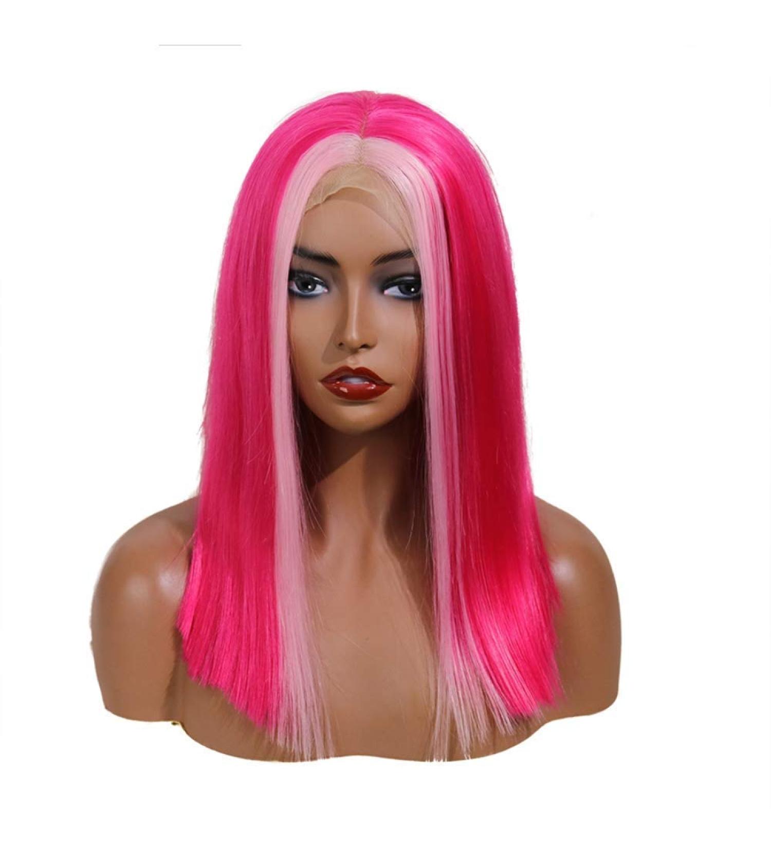 Buy SHIYID Hot Pink Lace Front Synthetic Wig | Heat Resistant Short Wig for Black Women & Drag Queens - Natural Hairline - Buy Online on SooperMarket.com
