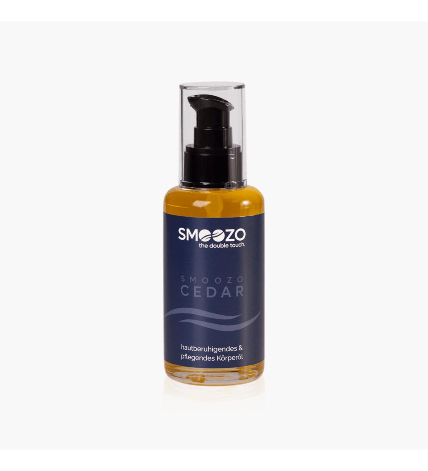 Smoozo Body Care Oil 100ml - Vegan Massage Oil for Dry Skin | Natural Skin Tightening & After Shaving Care - Pure Cedar Essence - Buy Online on SooperMarket.com