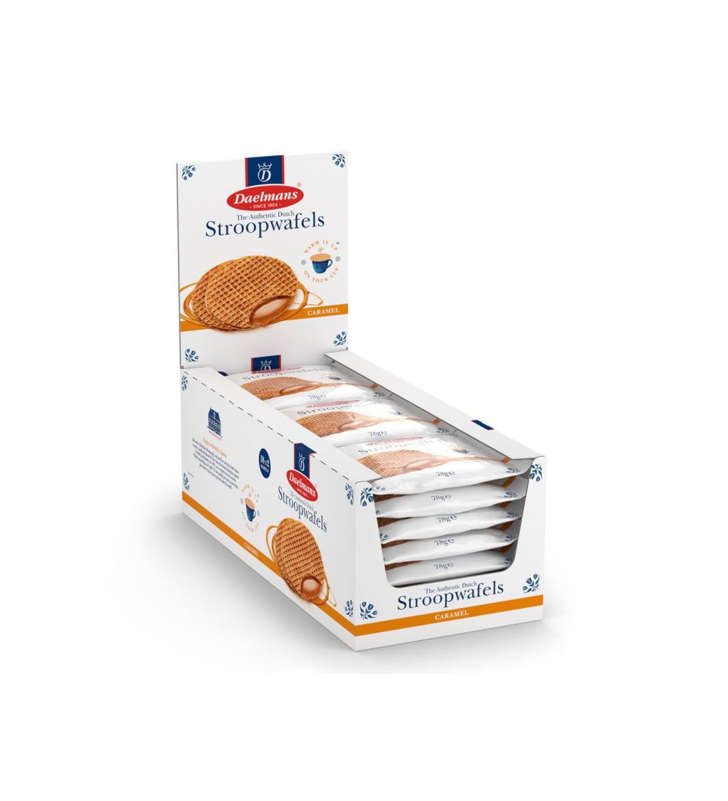 Daelmans Stroopwafels - Caramel Wafers - 78 g x 18 in a Box - Authentic Dutch Caramel Waffle - Stroopwaffels - Buy Online on SooperMarket.com