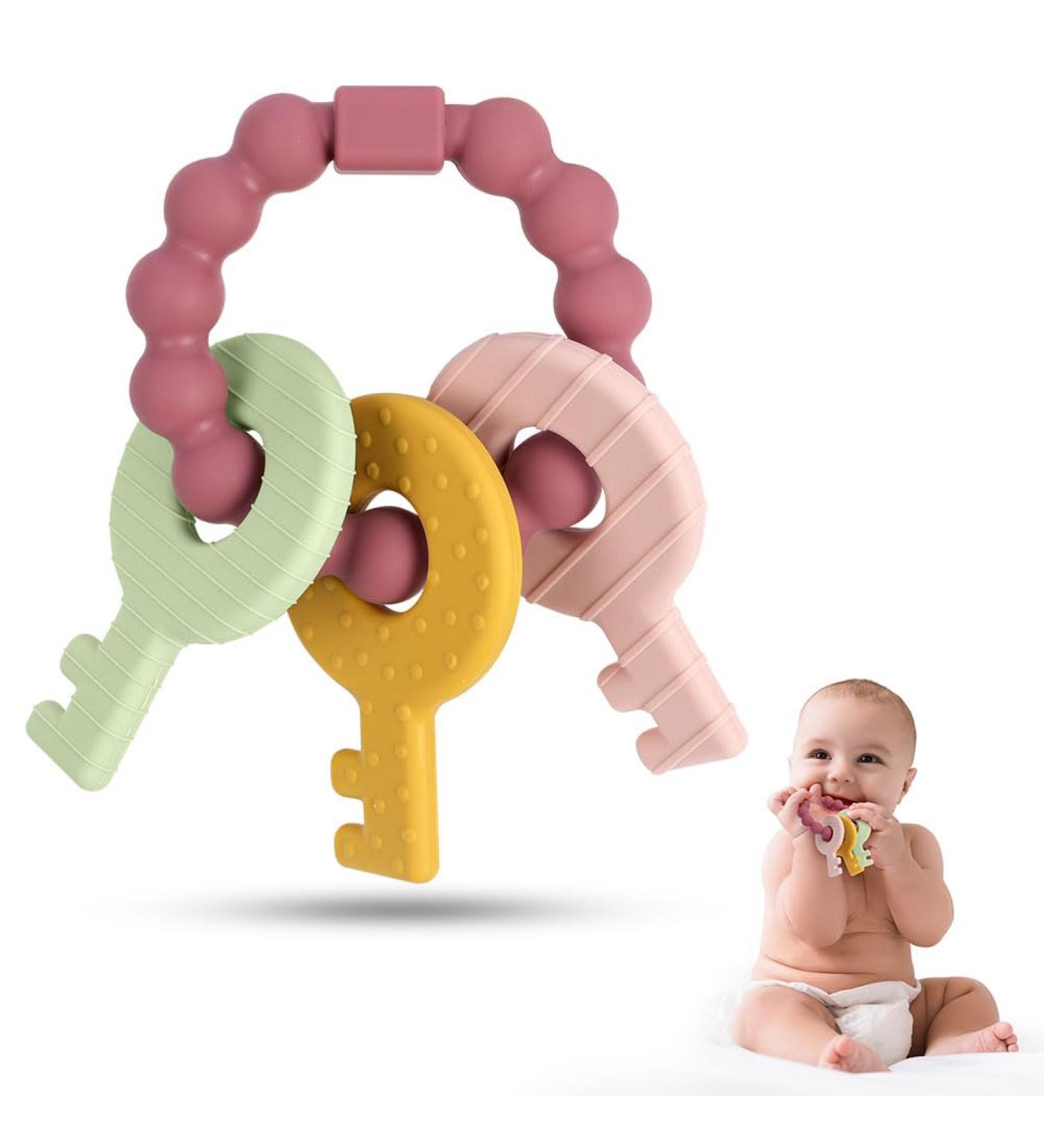 Vicloon Baby Teething Toy - Silicone Teether for Boys and Girls | BPA-Free Chew Soothing Ring | Ideal Shower Gift (Wine Red) - Buy Online on SooperMarket.com