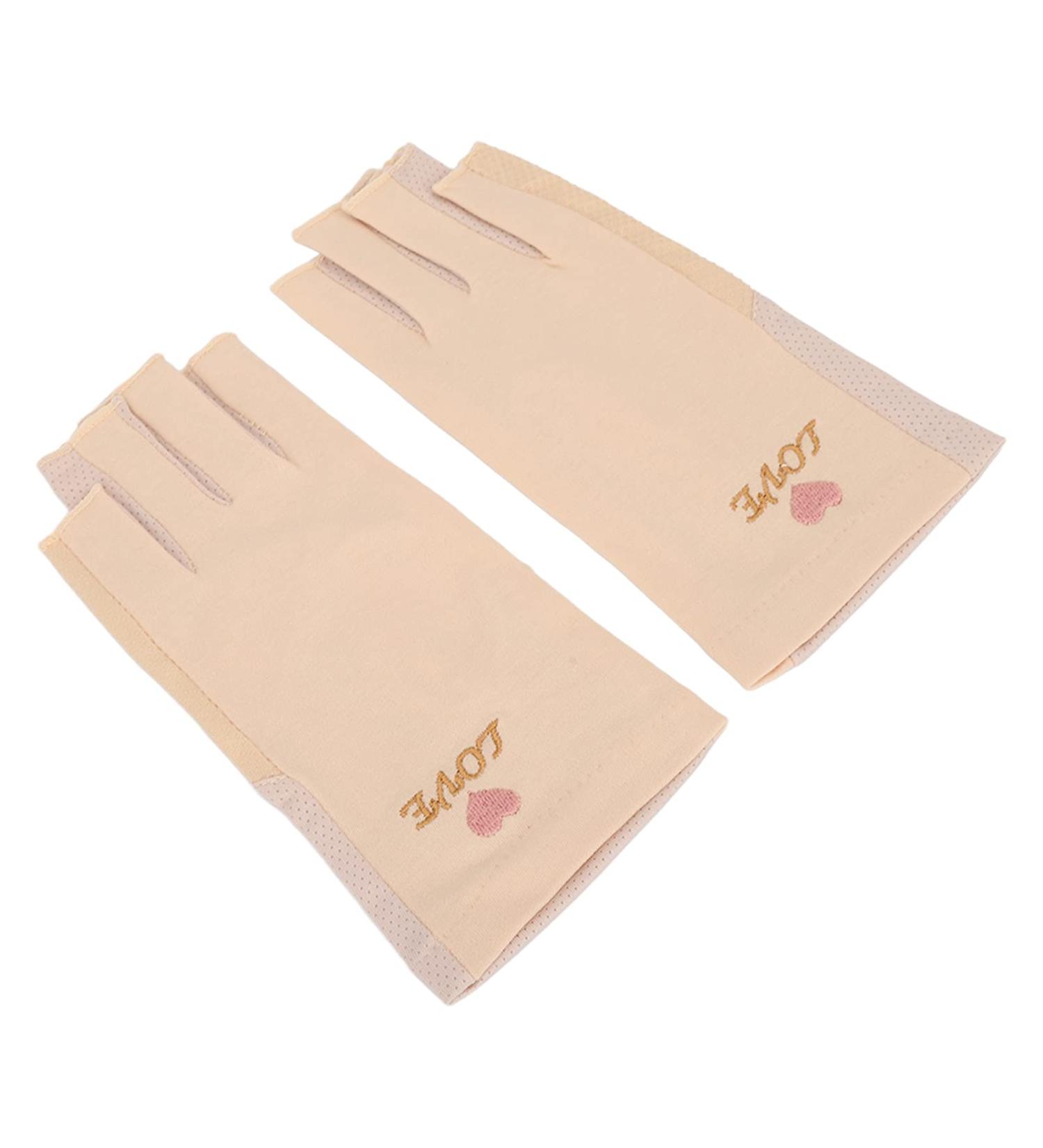Manicure Gloves UV Protection Stretchy Breathable Fingerless Fiber Cotton Nail Lamp Gloves for Home Salon Grey (Light Yellow) - Buy Online on SooperMarket.com