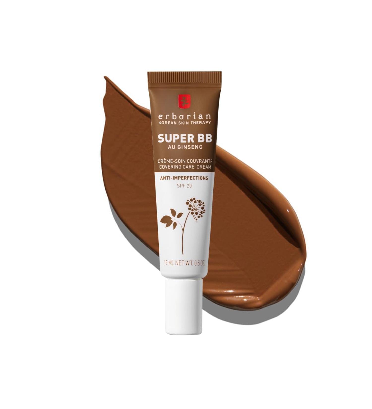 Erborian Super BB Cream with Ginseng | High Coverage Tinted Face Care | SPF 20 Sun Protection | Korean Cosmetics Chocolat 15ml - Buy Online on SooperMarket.com