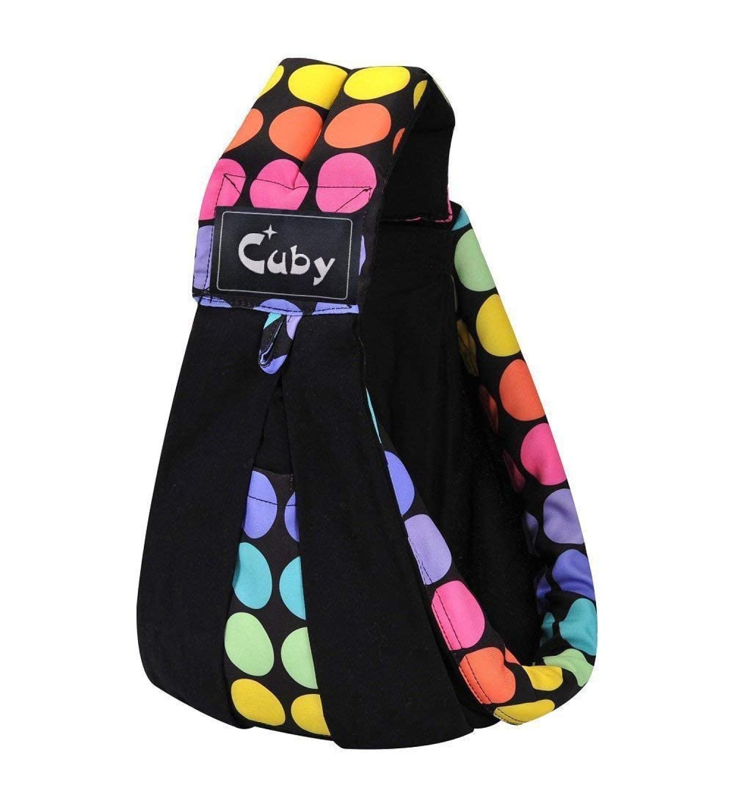 CUBY Baby Carrier Sling | Natural Cotton Adjustable Wrap for Newborn Comfort | Nursing Infant Toddler Carrier | Black Polka Dot - Buy Online on SooperMarket.com