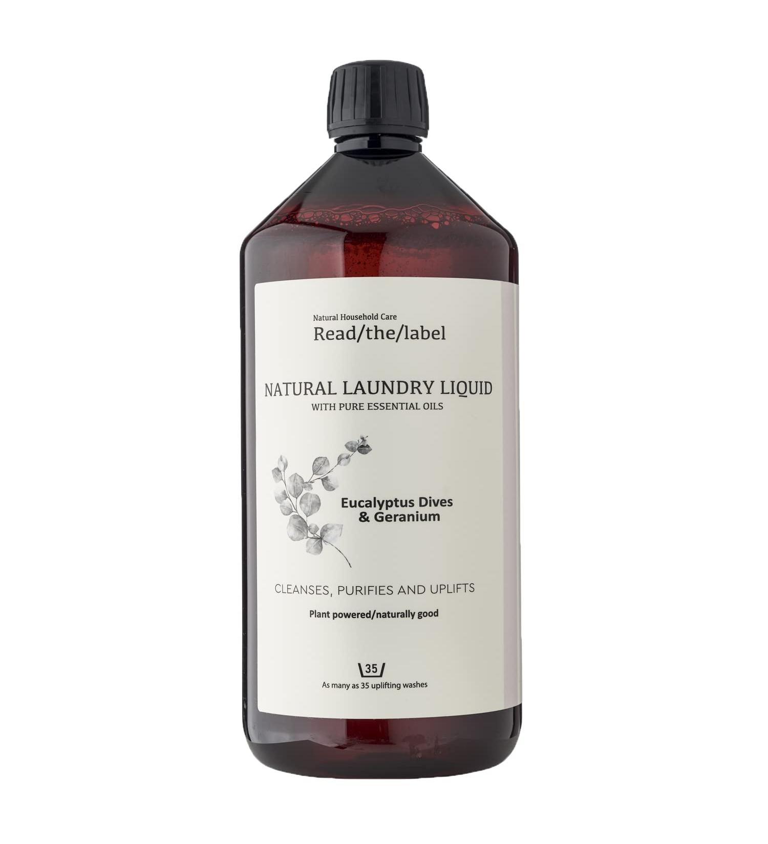 Read The Label - Eucalyptus Dives & Geranium - Natural Laundry Liquid with Pure Essential Oils - Cleanses Purifies and Uplifts - Natural Plant-Powered - Up to 35 Washes - 1000ML - Buy Online on SooperMarket.com
