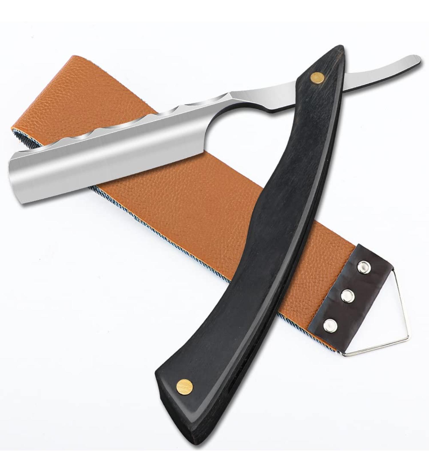 Stainless Steel Cut Throat Razor Kit with Leather Sharpener - Perfect Gift for Men - M&LD Straight Edge Razor Blades for Barber and Home Use - Buy Online on SooperMarket.com