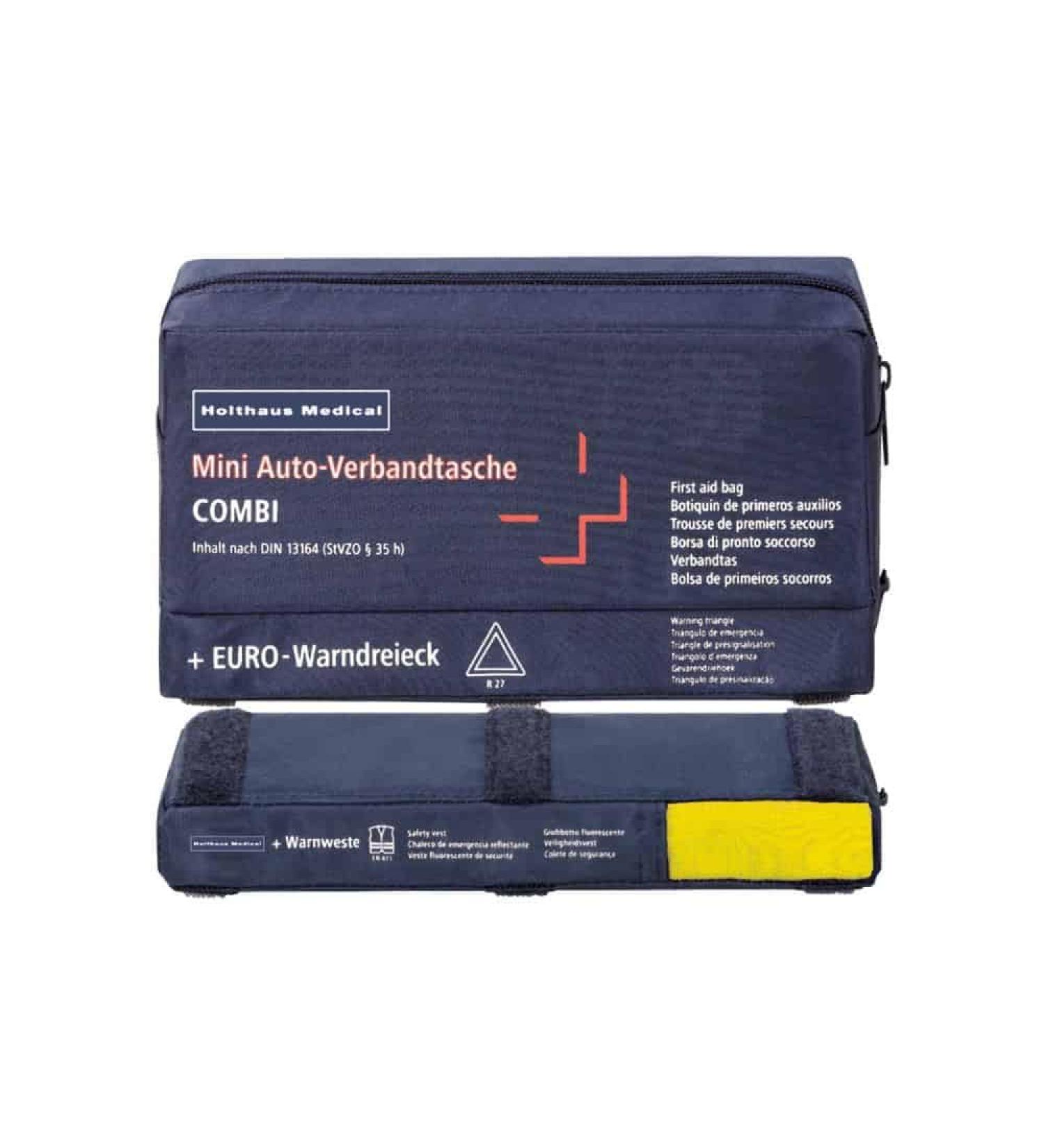 Holthaus Mini 3in1 Car First Aid Kit + Warning Triangle + Safety Vest Din 13164 by MBS-FIRE