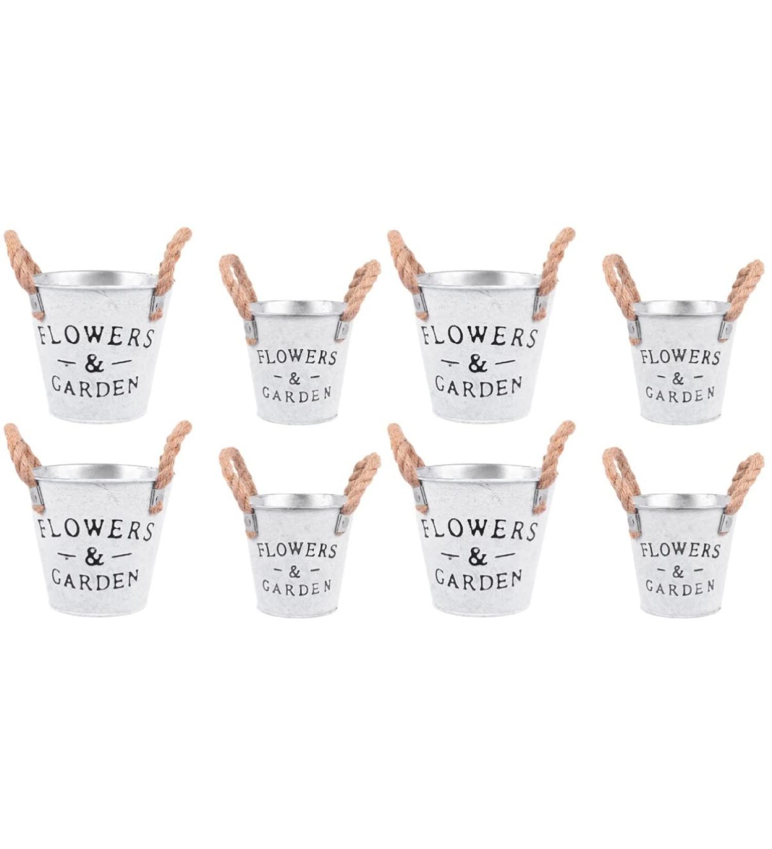 Homoyoyo 8 Pcs Tin Bucket Metal Flower Bucket The Office Desk Decor Galvanized Metal Vase French Country Pitcher Desk Waste Basket Metal Tin Plating Iron Flower Arrangement 13X12cmx2pcs Assorted Colorx2pcs - Buy Online on SooperMarket.com
