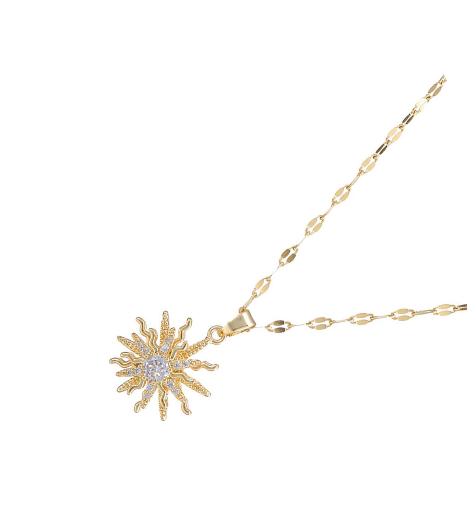 OralGos Rotating Cubic Zirconia Flower Pendant Necklace | Adjustable Choker Fashion Jewelry - International Shipping - Buy Online on SooperMarket.com