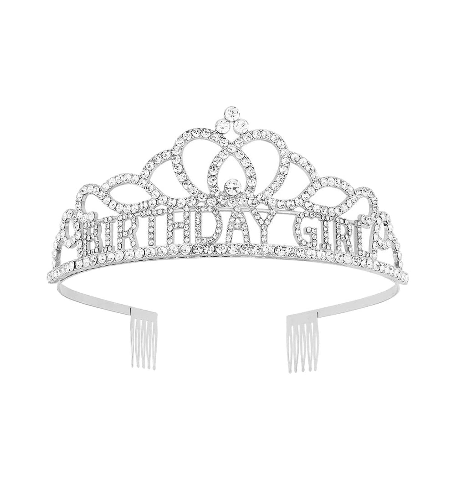 Birthday Girl Crown Happy Birthday Tiara Princess Rhinestone Headband Crystal Headpiece Birthday Party Hair Accessories for Women Girls Silver - Buy Online on SooperMarket.com