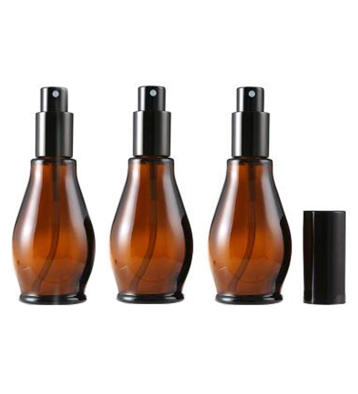 Vasana Amber Glass Spray Bottles - 50ml Fine Mist with Anti-Dust Cap | Ideal for Cosmetics Aromatherapy Essential Oils | Set of 3 - Buy Online on SooperMarket.com