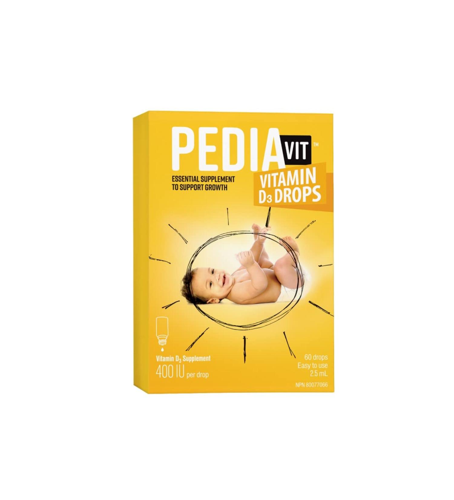 PediaVit Liquid Vitamin D3 400IU 60 Drops 2.5mL - Buy Online on SooperMarket.com