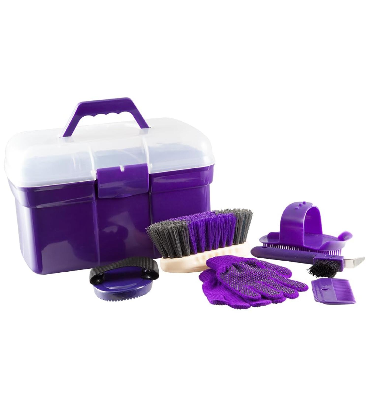 PFIFF 100576 Children's Grooming Box - 6-Piece Horse Care Kit Purple | International Shipping Available - Buy Online on SooperMarket.com