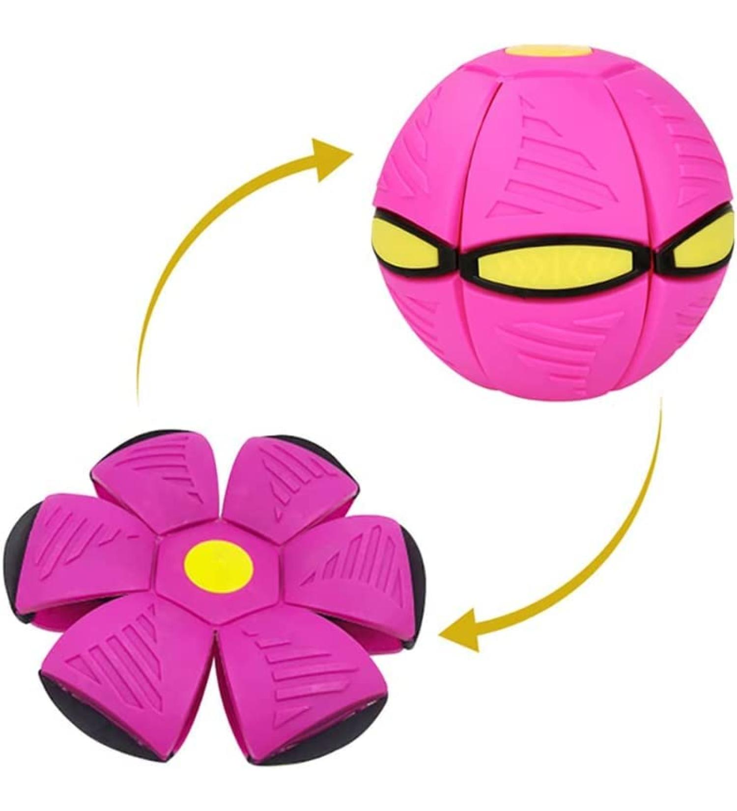 WACURRENTHYD New UFO Pet Flying Saucer Ball Portable Flying Toys Creative Fly Saucer Stomp Magic Balls Magic Frisbee Dog Toy Ball Fun Puppy Interactive Flying Flat Throw Disc Balls Toy (Pink) - Buy Online on SooperMarket.com