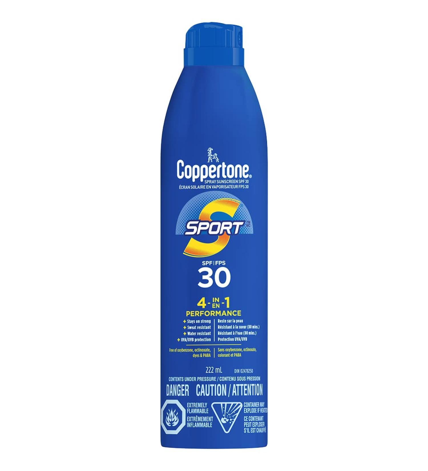 Coppertone Sport Sunscreen Spray SPF 30 (222 mL) Lightweight Body and Face Sunscreen Water Resistant Sun Protection Packaging may vary - Buy Online on SooperMarket.com