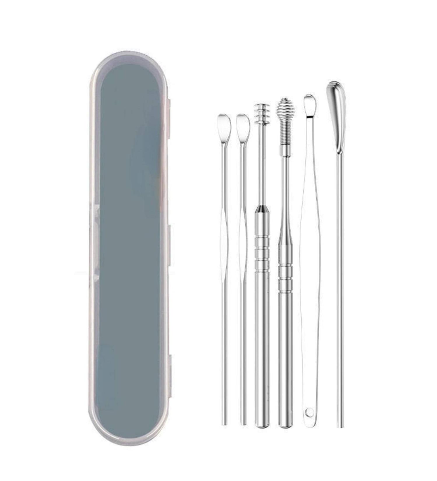 Ear Scoop 6-Piece Set of Ear Picking Tools Adult Ear Pick Ear Scoop Stainless Steel Portable Keychain Ear Scoop - Buy Online on SooperMarket.com