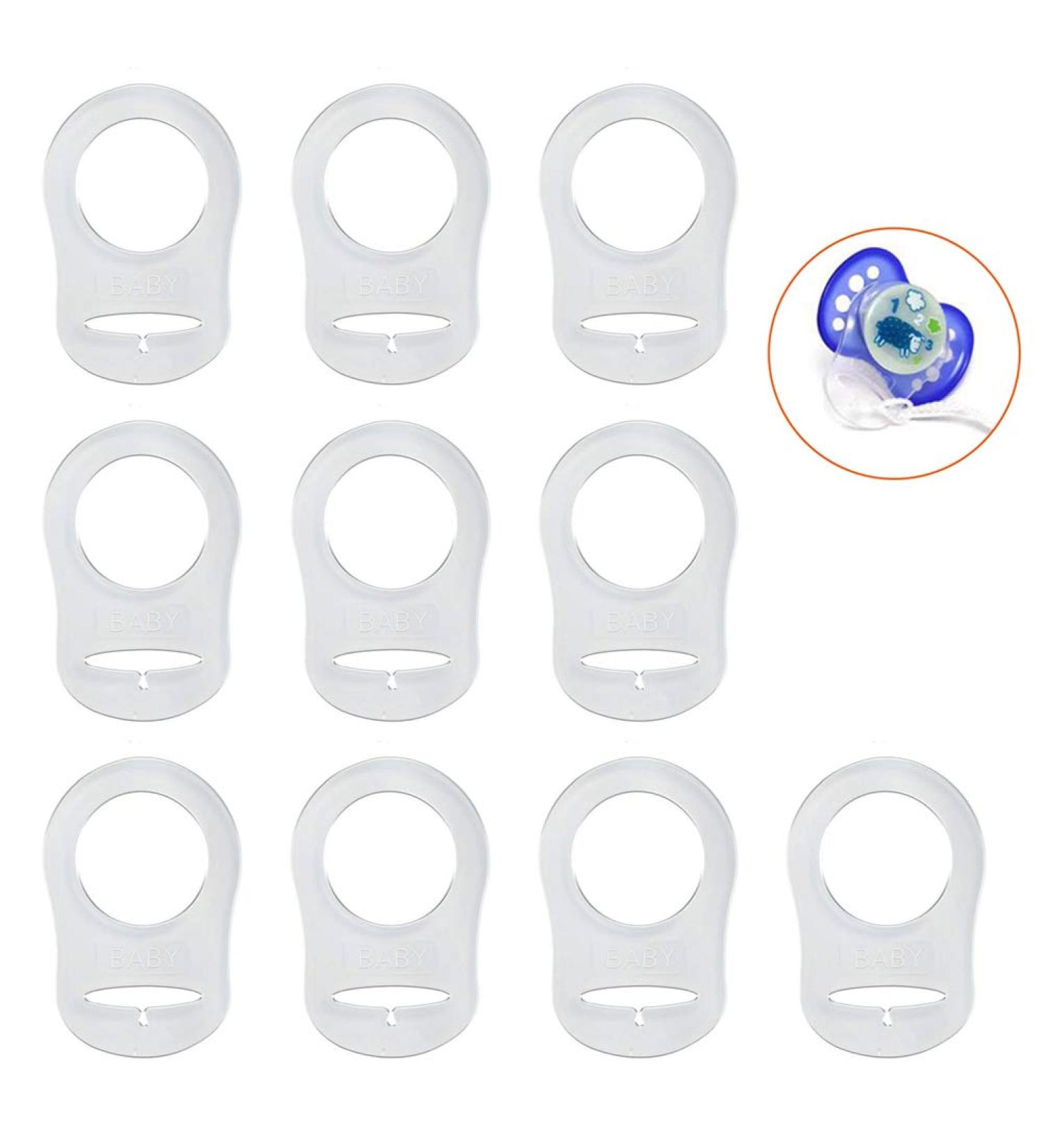Transparent Silicone Button Rings - 10 Pack | Silicone Rings for Pacifier Chains & Mam NUK Pacifiers - Buy Online on SooperMarket.com