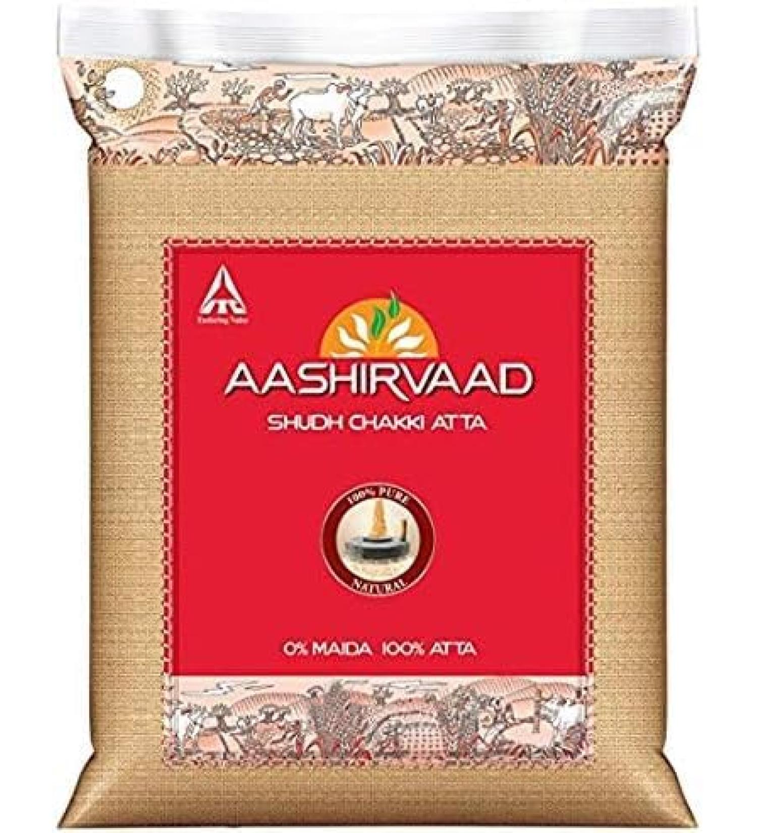 Aashirvaad Whole Wheat Atta 2Kg | 100% Whole Wheat Atta | Whole Wheat | No Added Preservatives | Vegetarian | Indian Origin - Buy Online on SooperMarket.com