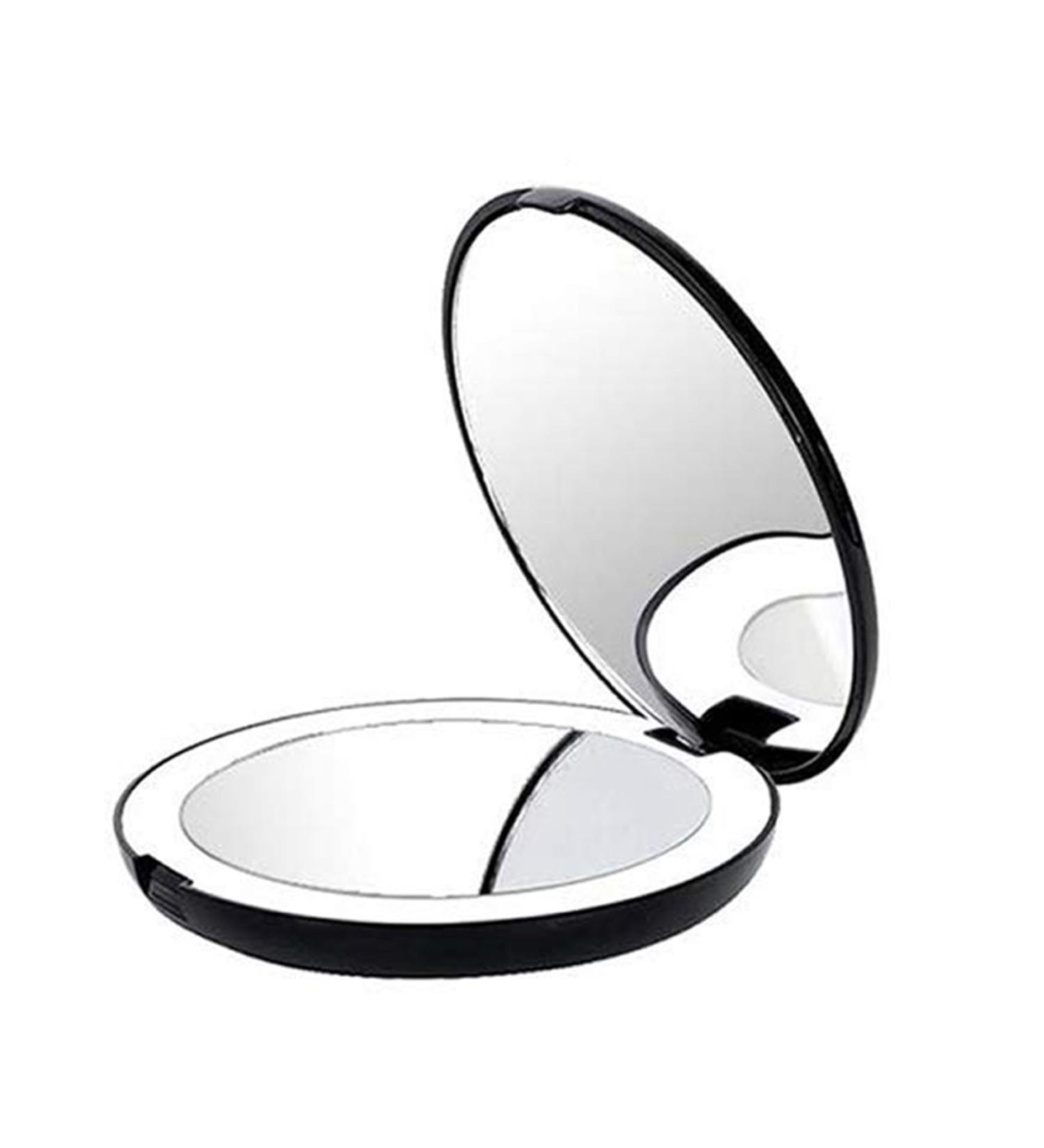 Yuuinnter Portable Folding Mirror with LED Light Makeup Mirror 10X Magnifying Glass 12 Lamp Bead Mini Mirror Black - Buy Online on SooperMarket.com