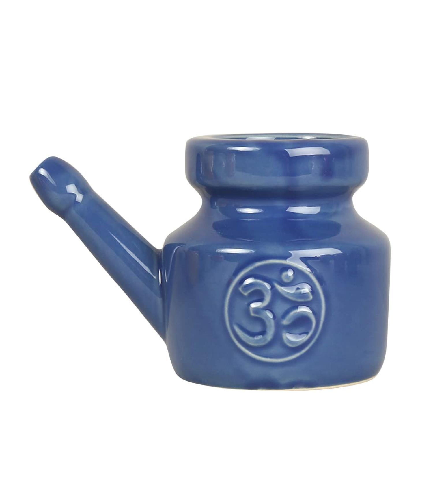 korvre 350Ml Ceramic Neti Pot Nose Cleaning Pot Leakproof Spout Pot for Nasal Rinsing Nose Washing Men Women Blue - Buy Online on SooperMarket.com