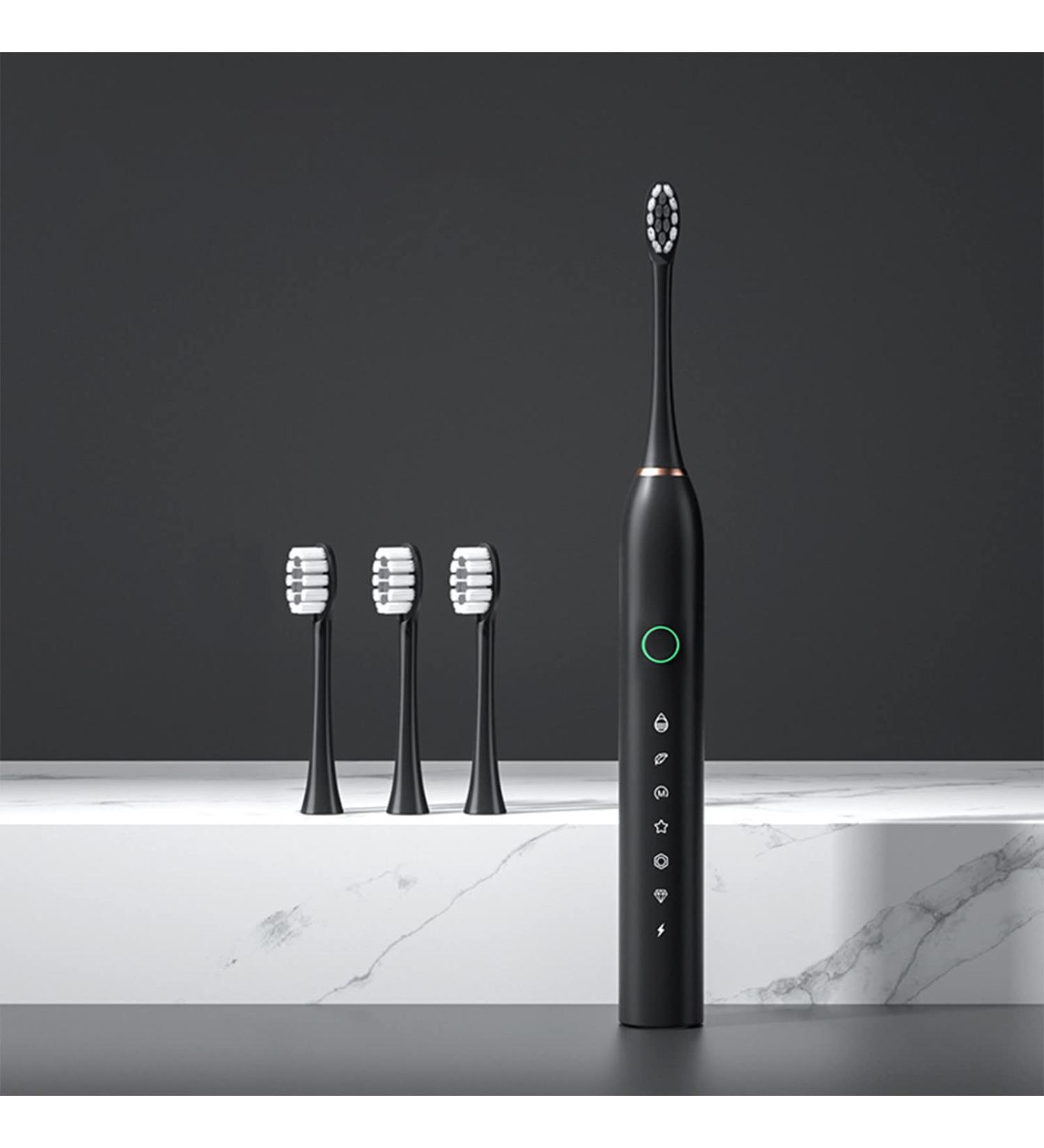 VALSEEL Sonic Electric Toothbrush for Adults - 6 Modes, Smart Timer, Waterproof - Black (4 Heads) - Buy Online on SooperMarket.com