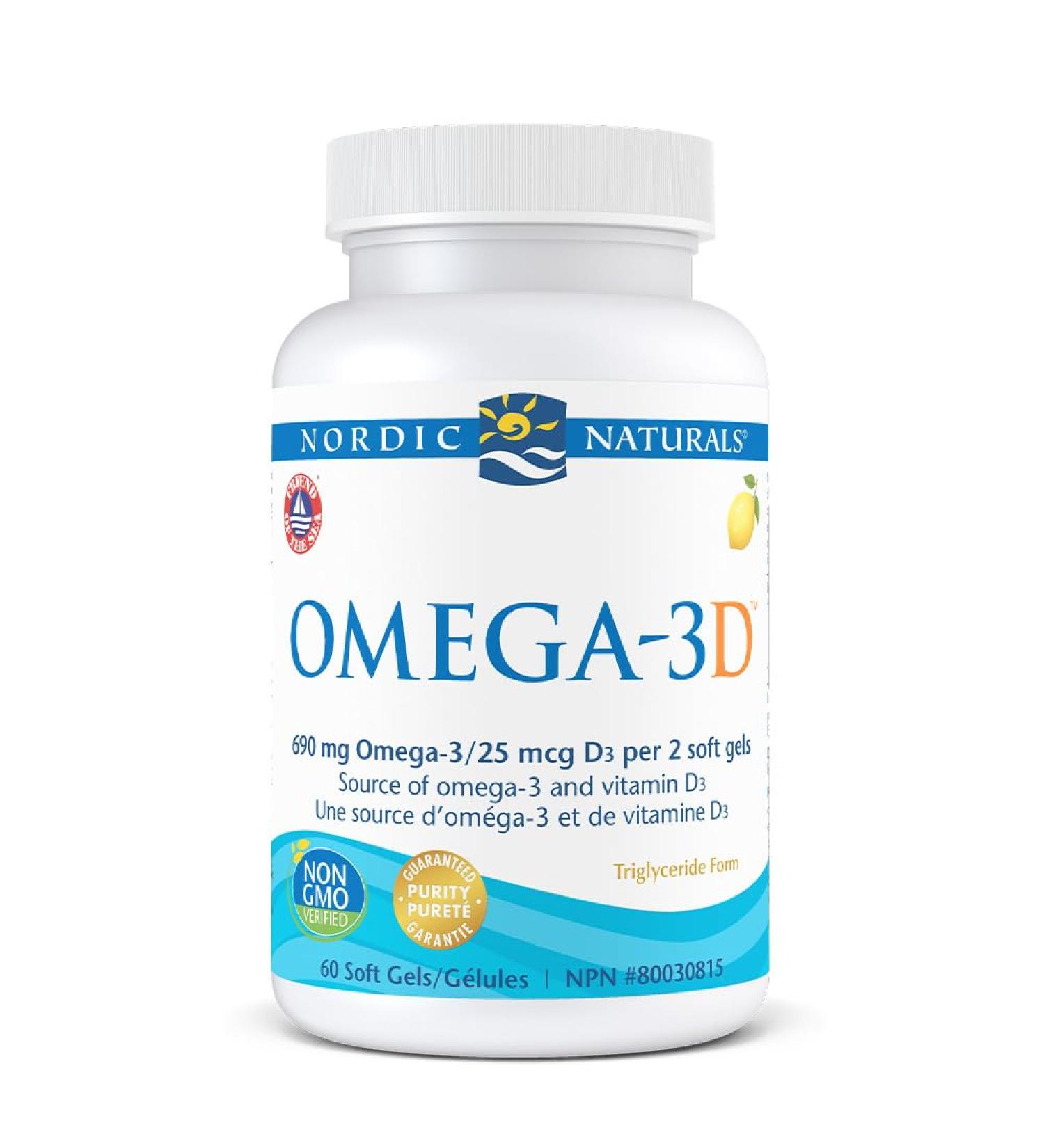 Nordic Naturals Omega-3D Lemon - Supports Cognition Immune Cardiovascular Health and Added Bone Support 60 Count - Buy Online on SooperMarket.com
