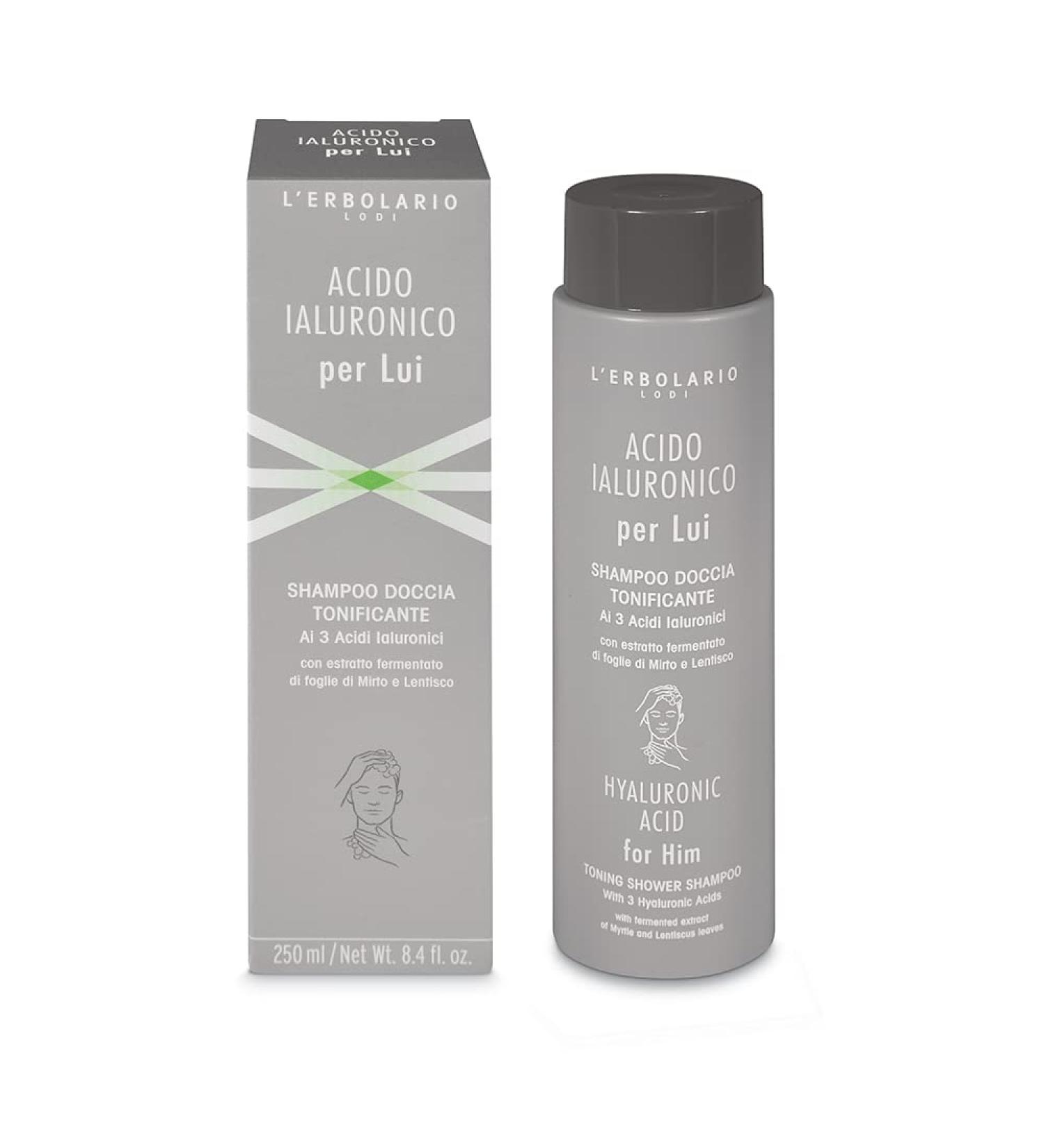 LErbolario Hyaluronic Acid for Him Toning Shower Shampoo for Men - 8.4 oz Shampoo