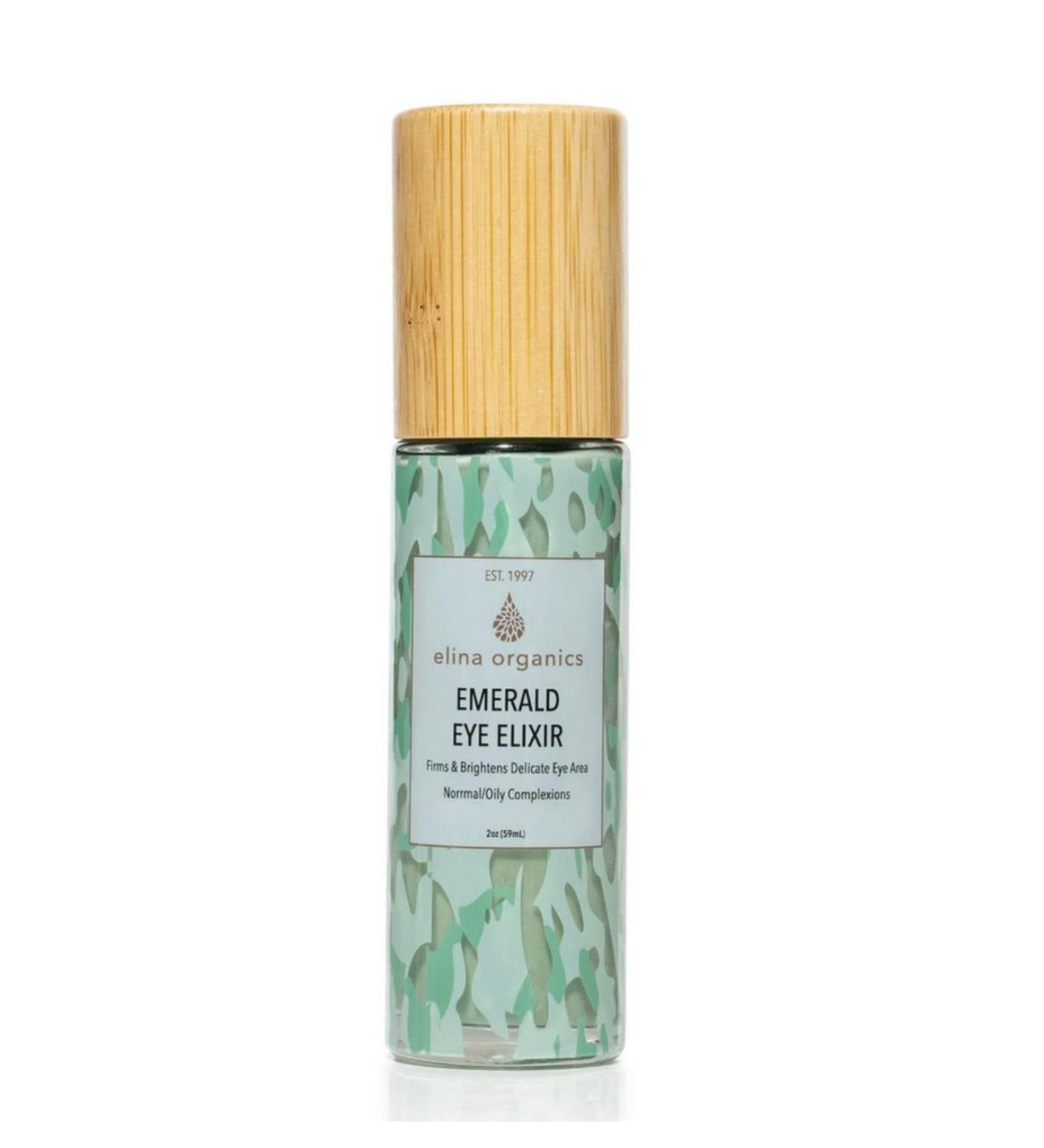 Elina Organics Emerald Eye Elixir 2oz: Organic Anti-Aging Eye Cream for Dark Circles & Wrinkles - Collagen Boosting Moisturizer with Gemstone Infusion - Buy Online on SooperMarket.com