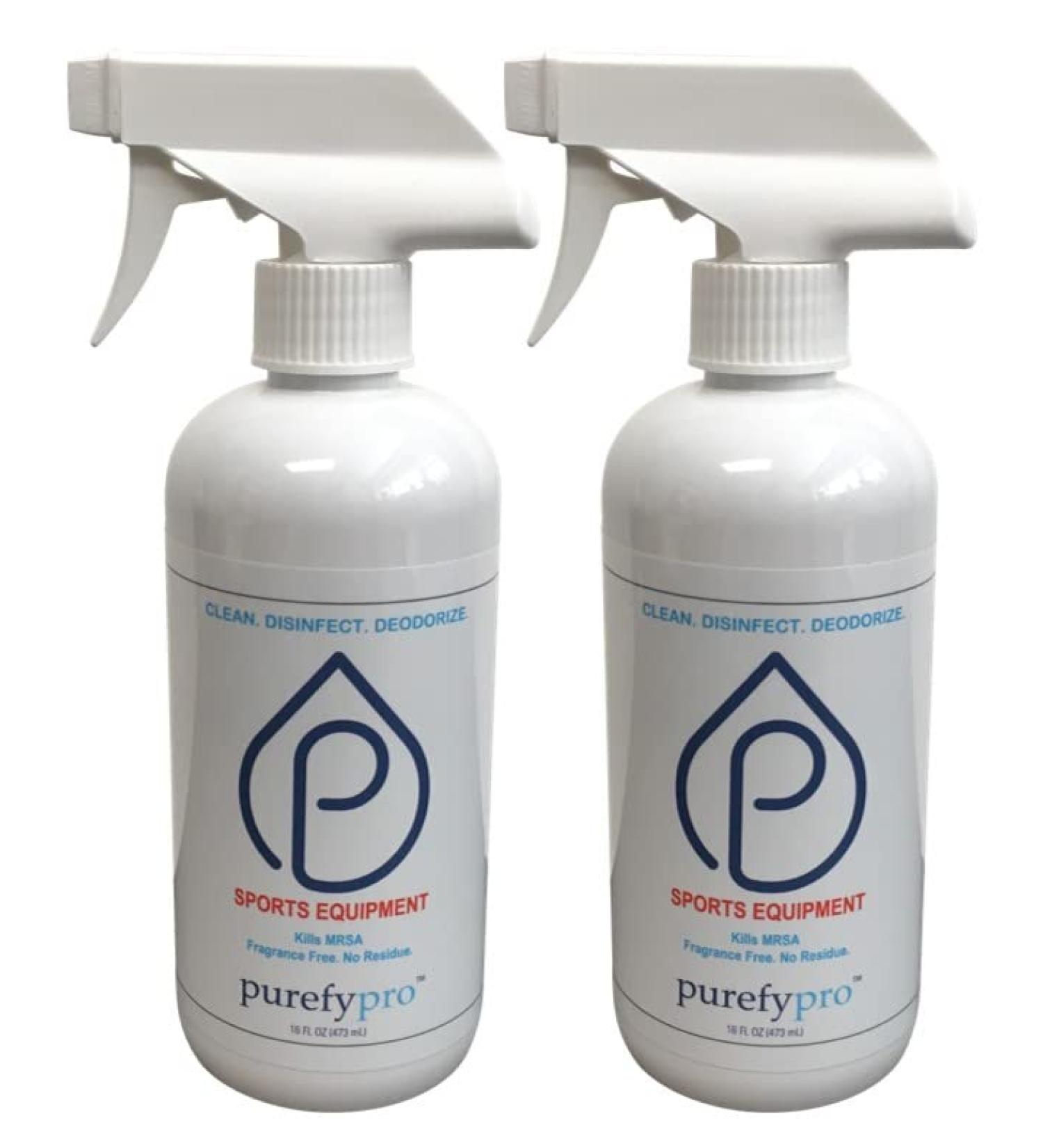 Purefypro Sports Equipment Disinfectant Spray - (16oz  2pk) Kills 99.9999% MRSA  HIV  Athlete Foot Fungus  Virus and Fungi. No Rinse  No Residue. Great For Sports Pads  Yoga Mats  Shoes  Boxing Gloves and Gym Equipment - Buy Online on SooperMarket.com