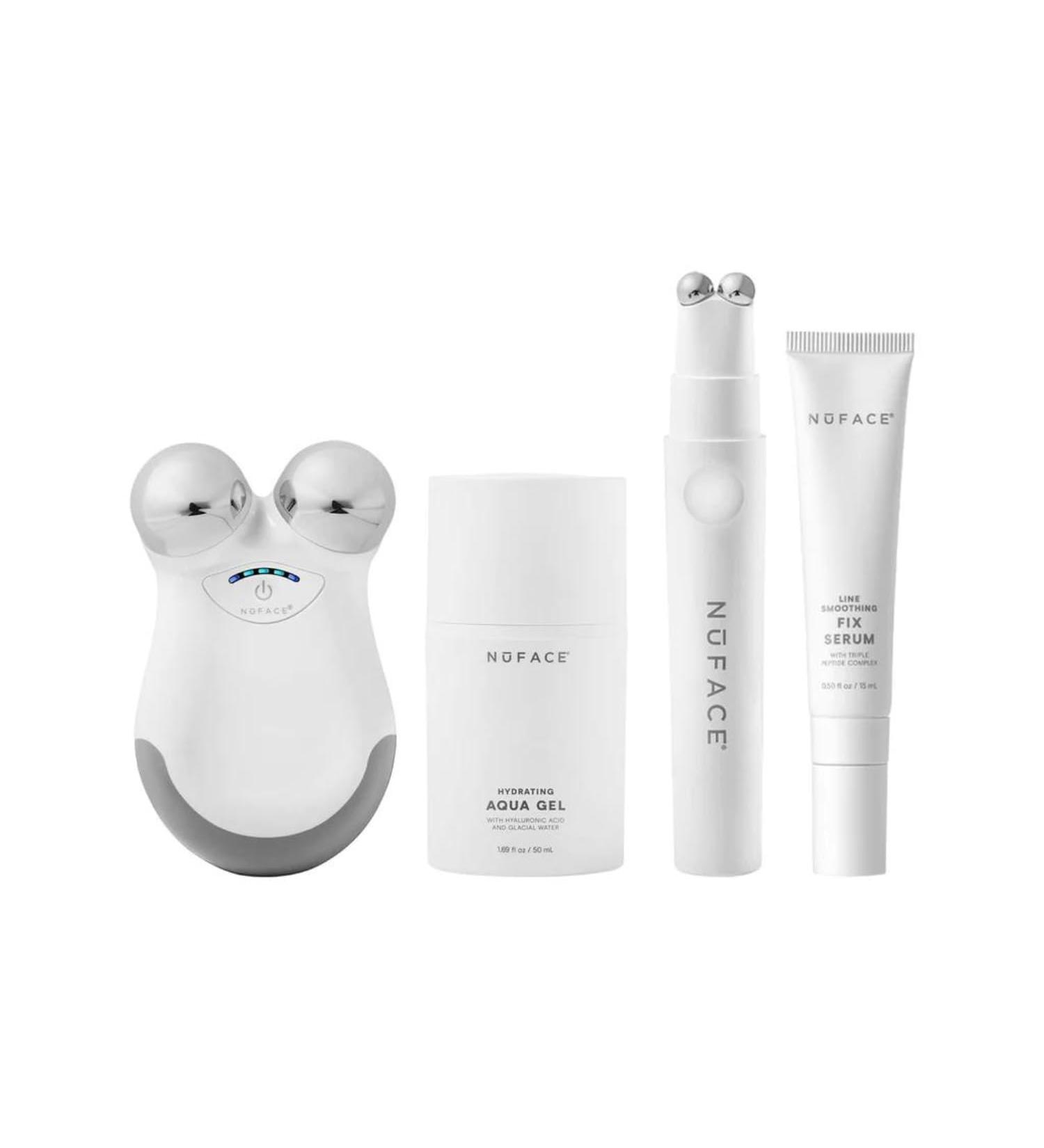 NuFACE Mini & FIX Starter Kits - FDA Cleared Microcurrent Device for Face Sculpting & Line Smoothing - Aqua Gel & FIX Serum Included - Buy Online on SooperMarket.com