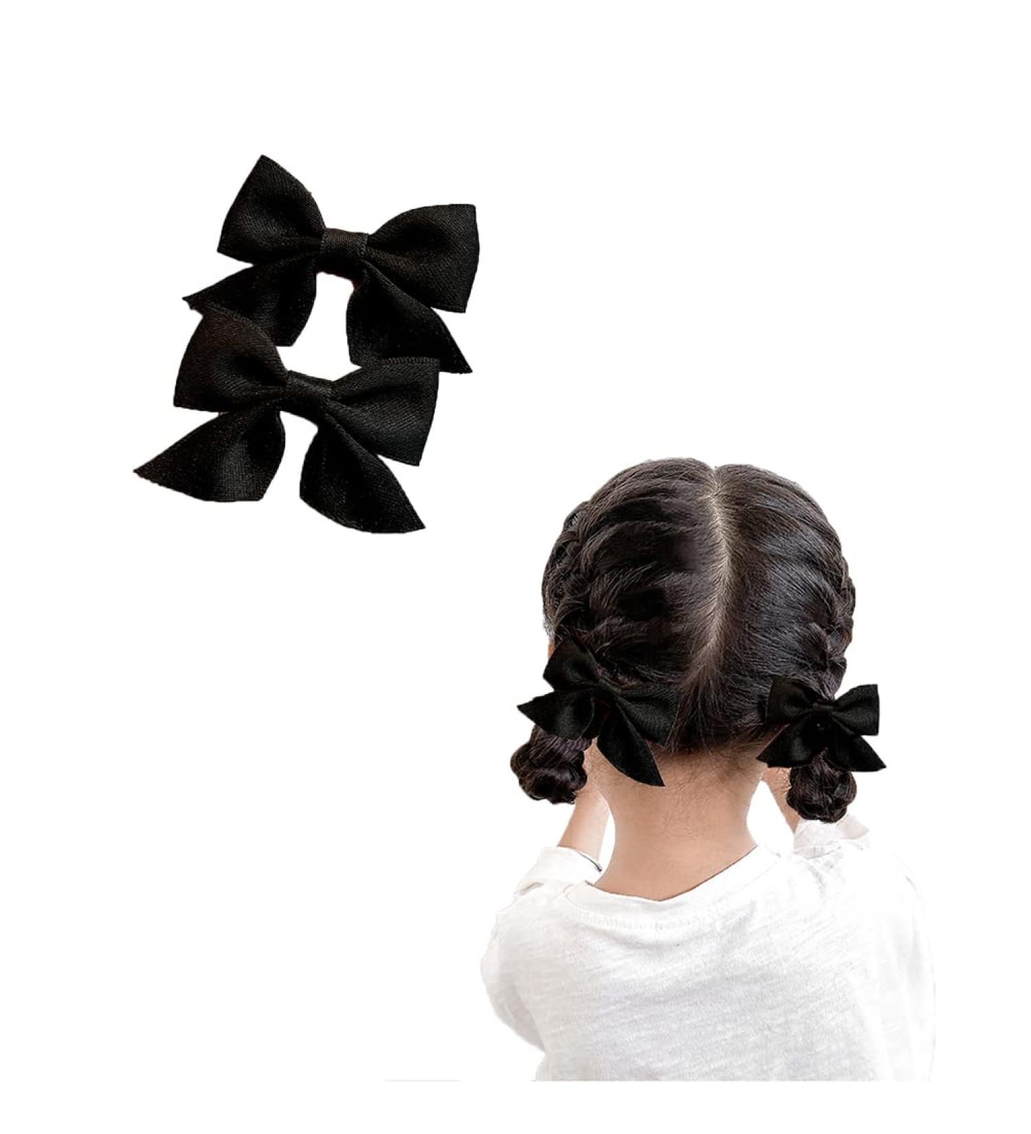 Black Bowknot Hair Clips for Girls - Set of 2 Cute Hair Accessories for Kids - Buy Online on SooperMarket.com
