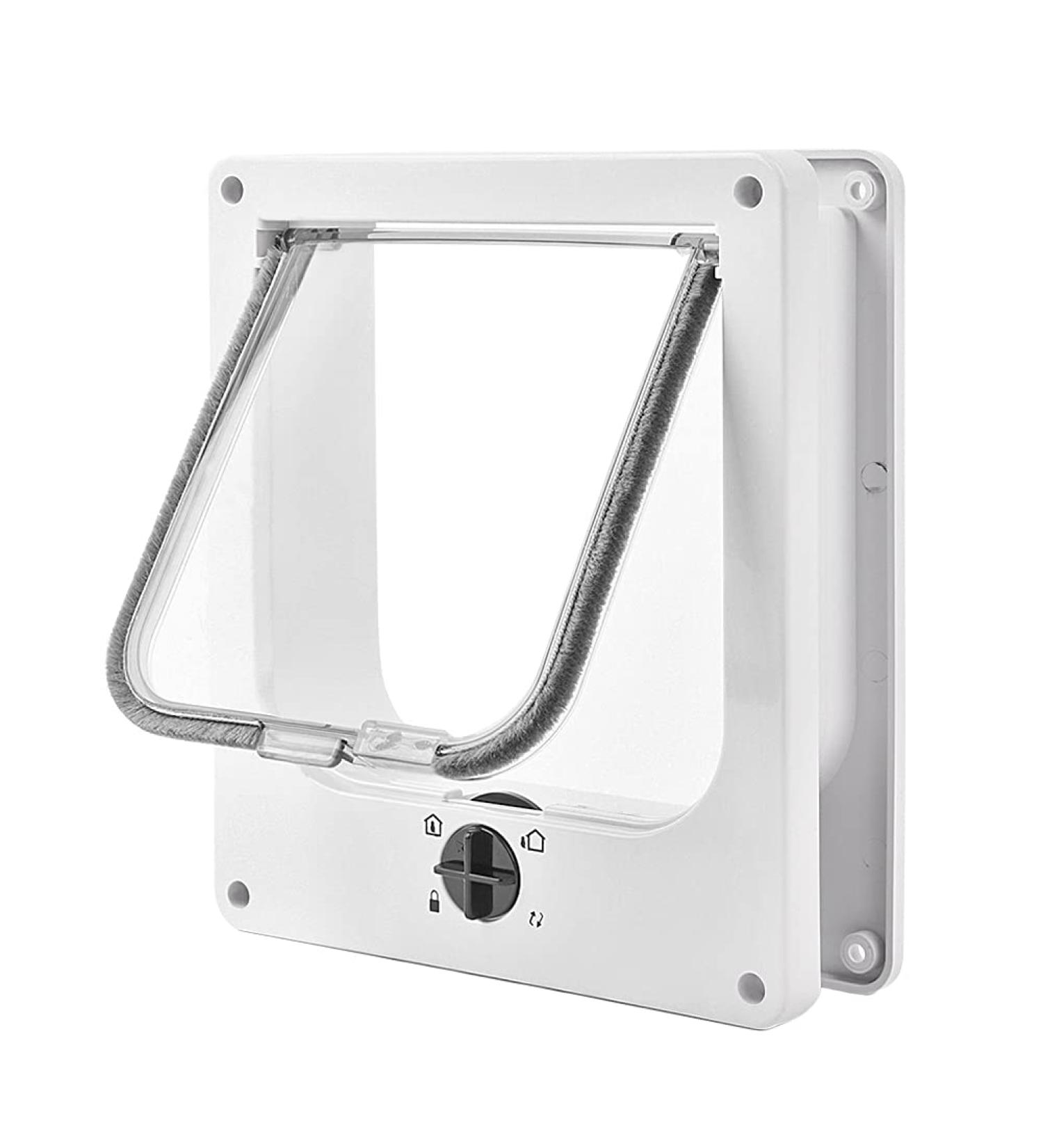 Large White 4-Way Locking Cat Door - Secure Entry for Your Pet - Buy Online on SooperMarket.com