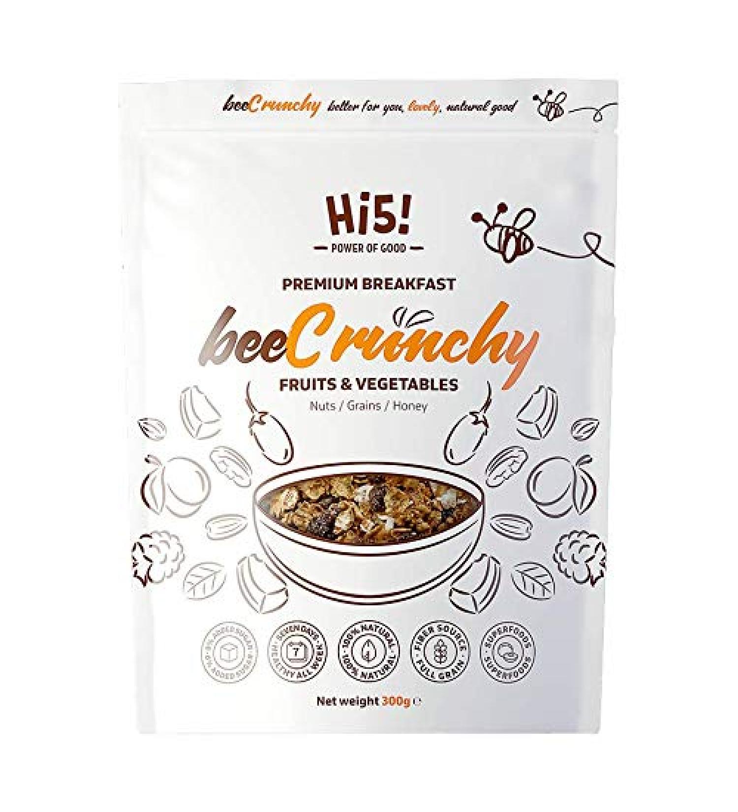 DuoLife Hi5! Cereal Granola 300 g Fruits & Vegetables Nuts Grains Honey Premium Breakfast 100% Natural High Fibre No Added Sugar Healthy Breakfast Granola - Buy Online on SooperMarket.com