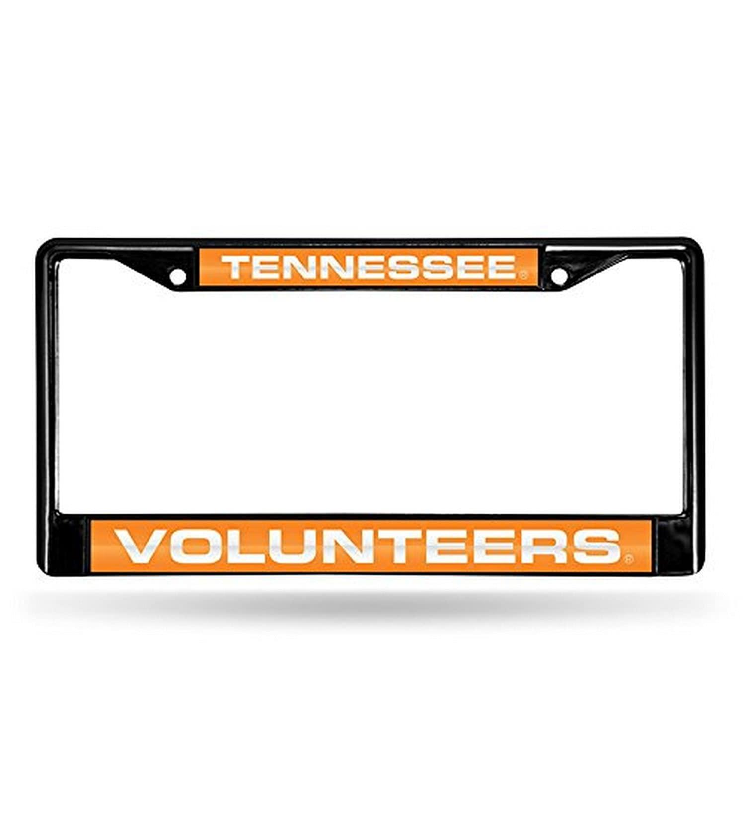 Rico Industries NCAA Black Laser Cut Chrome Frame 12" x 6" Black Laser Cut Chrome Frame - Car/Truck/SUV Automobile Accessory Tennessee Volunteers Team Color