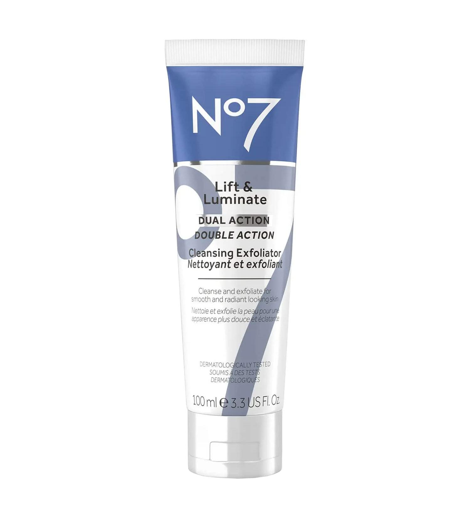 No7 Lift & Luminate Exfoliating Cleanser with Vitamin C, E & B5 - Daily Deep Pore Cleanser for Dullness and Uneven Skin Tone - 100ml - Buy Online on SooperMarket.com