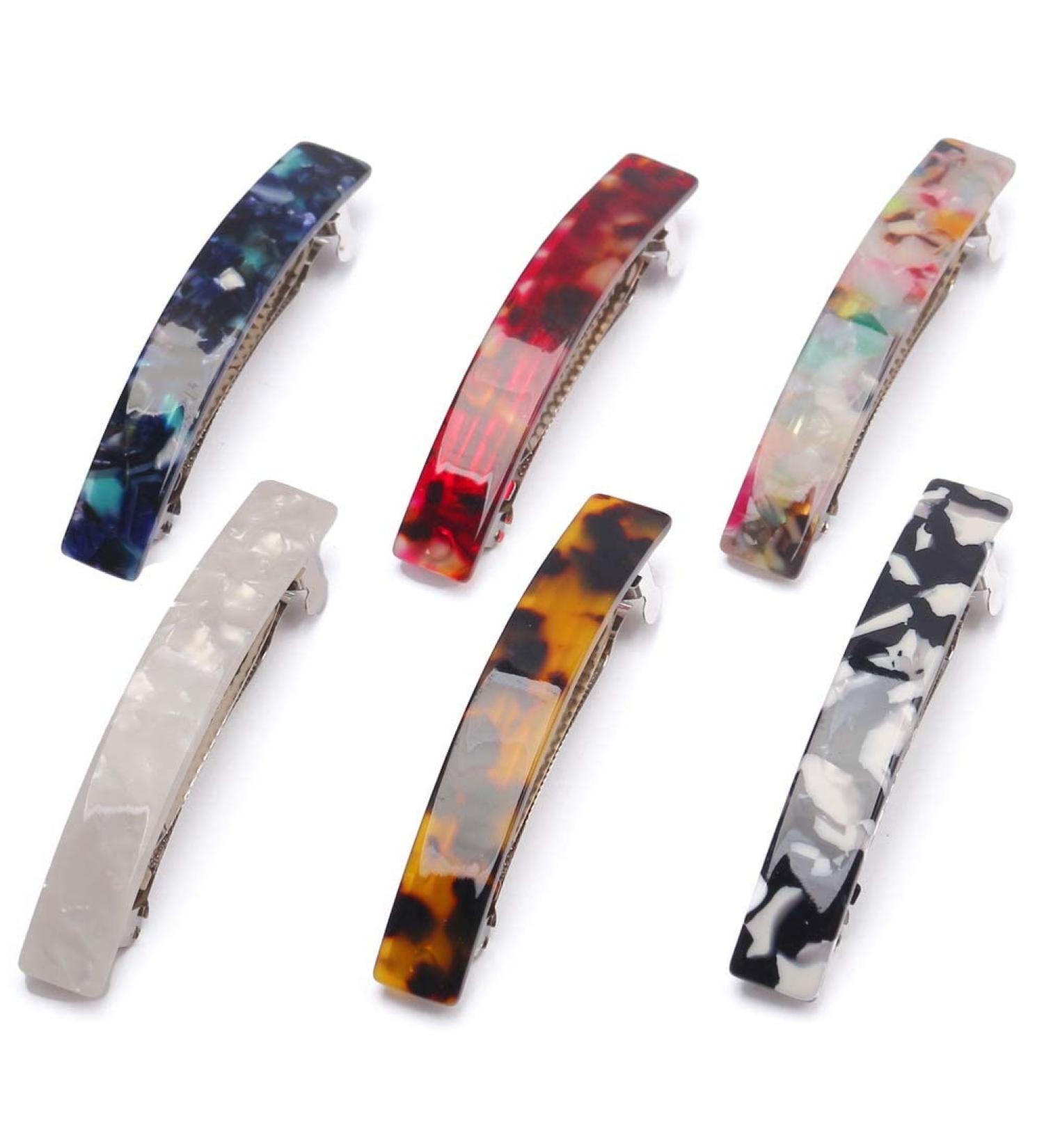 6 Pcs Tortoise Shell Acetate French Design Hair Barrettes for Women - Stylish Hair Clips - Buy Online on SooperMarket.com
