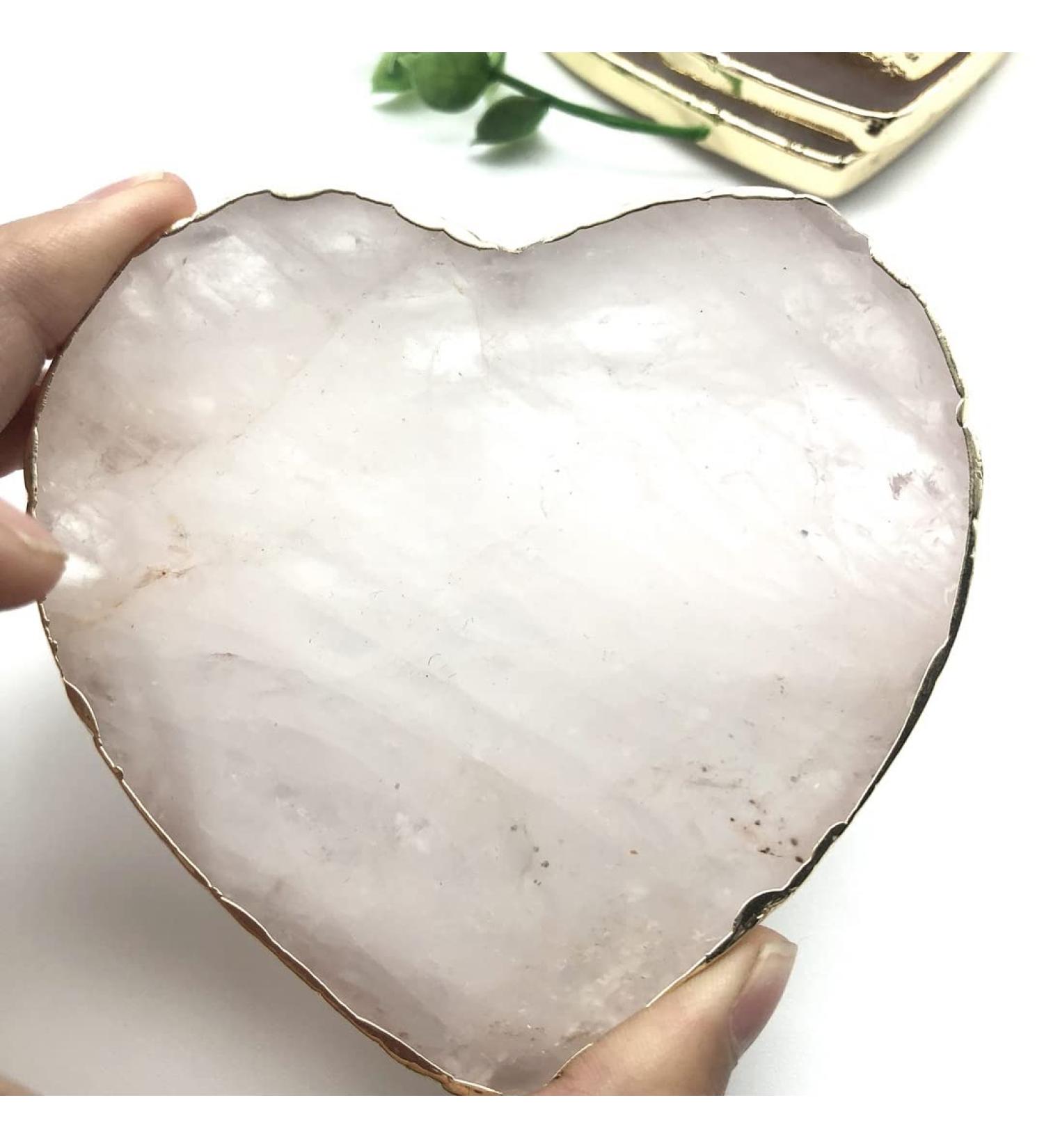 1PC Natural Pink Heart Piece Cup Polished Electroplate Original Specimen Office Decor NaturalStones and Can be Used for ningxiao - Buy Online on SooperMarket.com